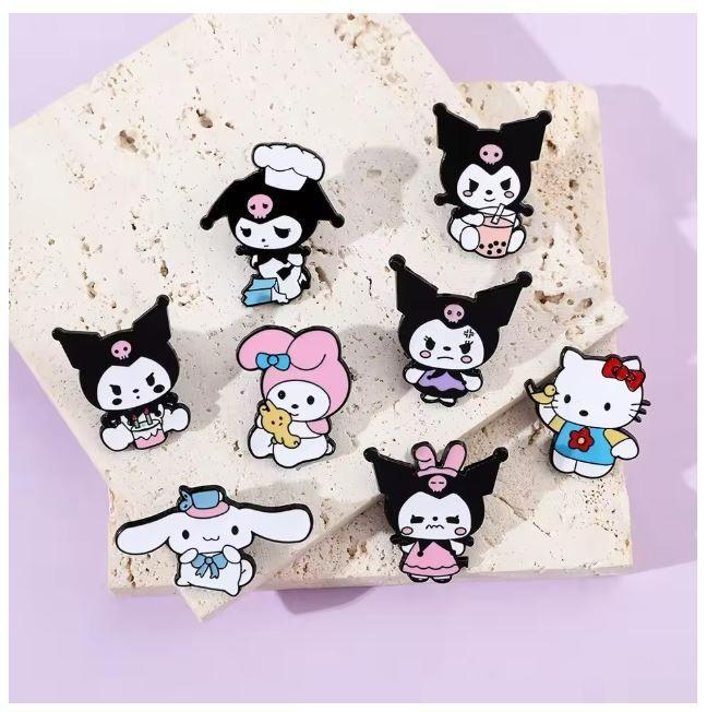 Pack 8 Pines Hello Kitty Sanrio Broches Cute Kuromi Melody-1