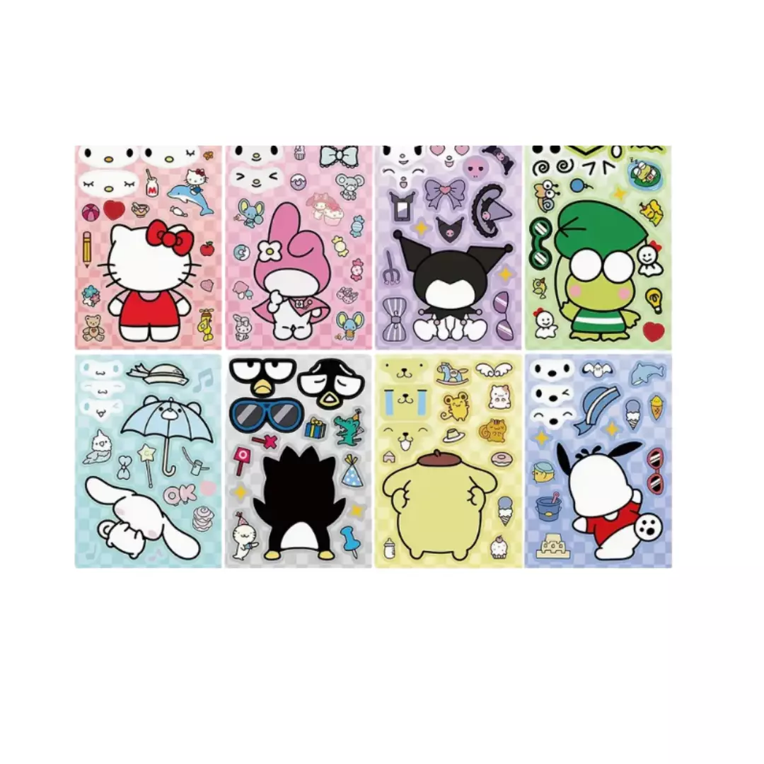 8 Pegatinas Hello Kitty Stickers Armable Rompecabezas Sanrio-0