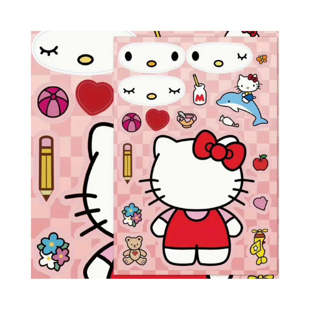 8 Pegatinas Hello Kitty Stickers Armable Rompecabezas Sanrio-1