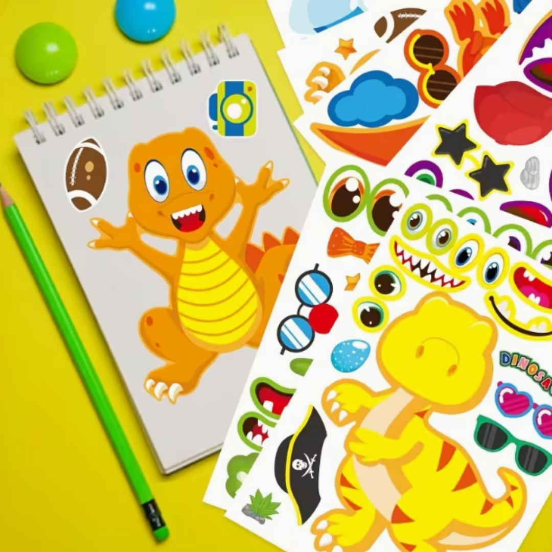 9 Pegatinas Dinosaurios Armable Rompecabezas Animales-2