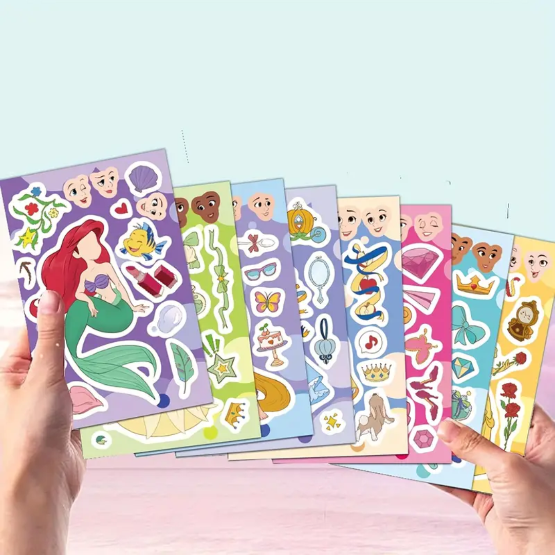 8 Laminas Princesas Disney Armable Pegatinas 11x16cm-2