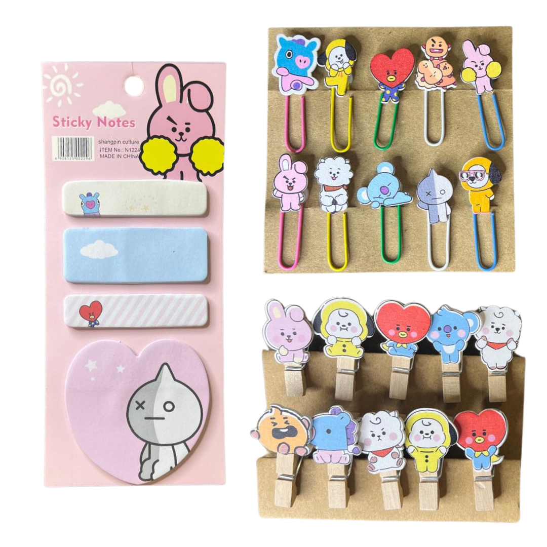 Post It + Clip Bts Escritorio 20 Clips K Pop Coreanos-1