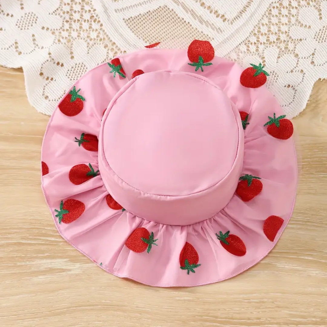 Vestido Niña + Gorro Rosa Frutilla Infantil Tierno-2