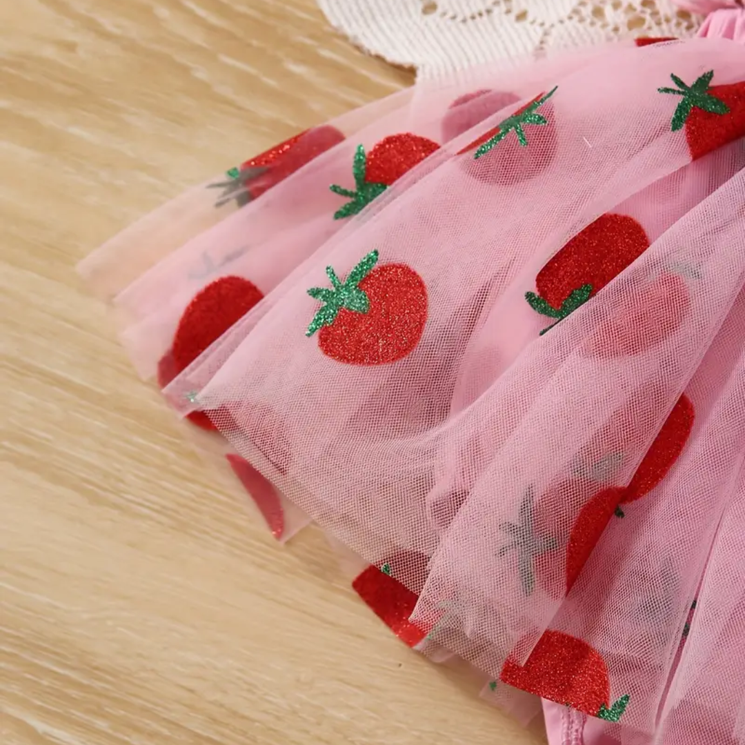 Vestido Niña + Gorro Rosa Frutilla Infantil Tierno-4