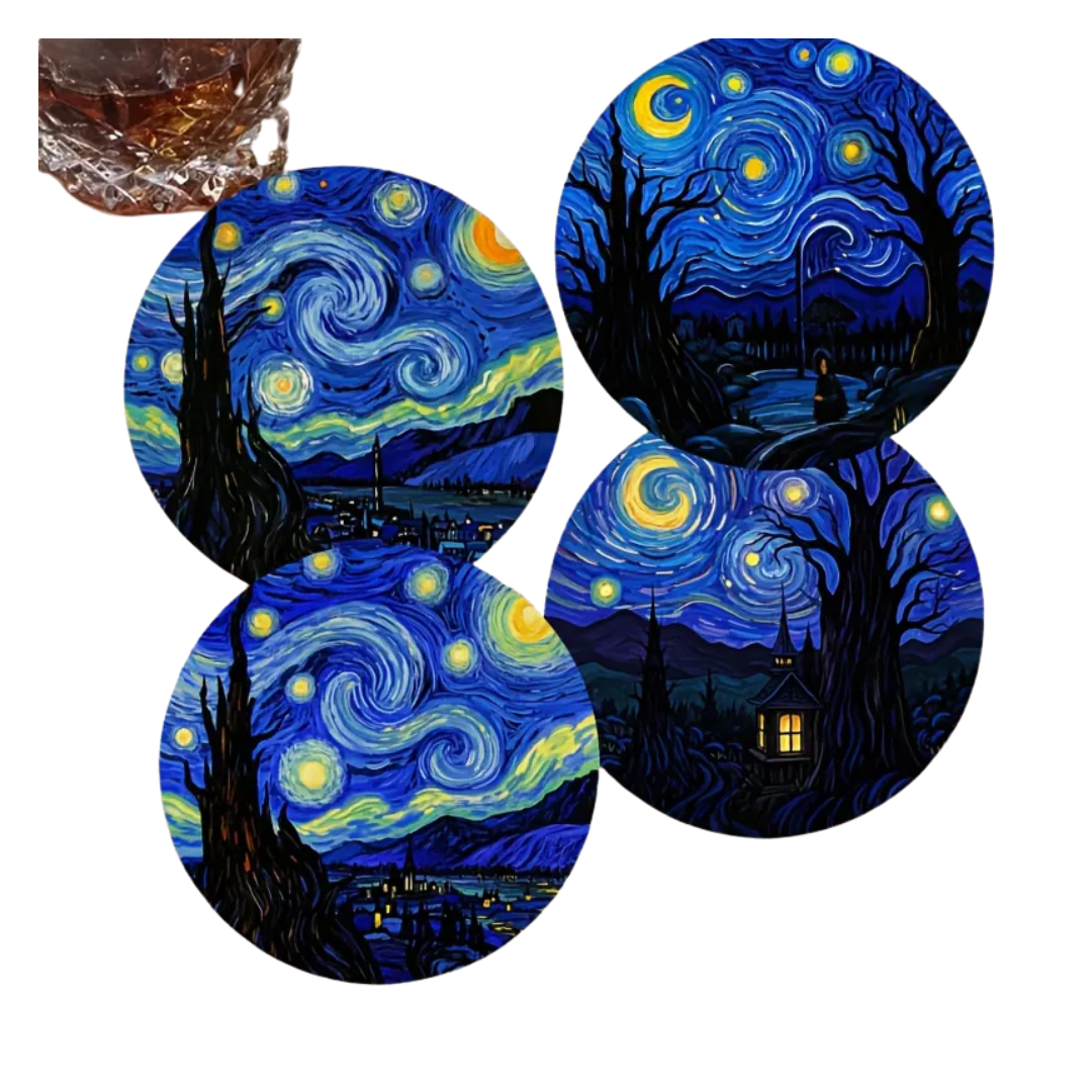 Pack 6 Posavasos Noche Estrellada 10cm Deco Hogar Comedor-2