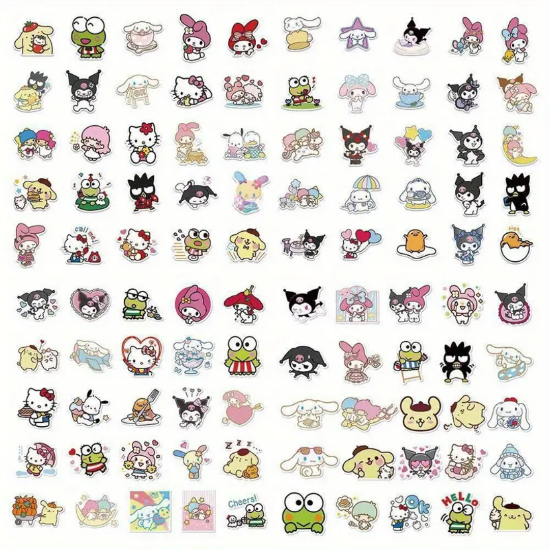 100 Stickers Hello Kitty Y Amigos Pegatinas Kuromi-2