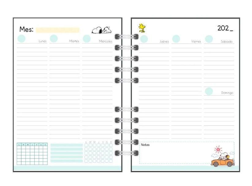 Agenda Snoopy Sin Fecha 200 Pág A5 Cute Kawaii Papeleria 2-4