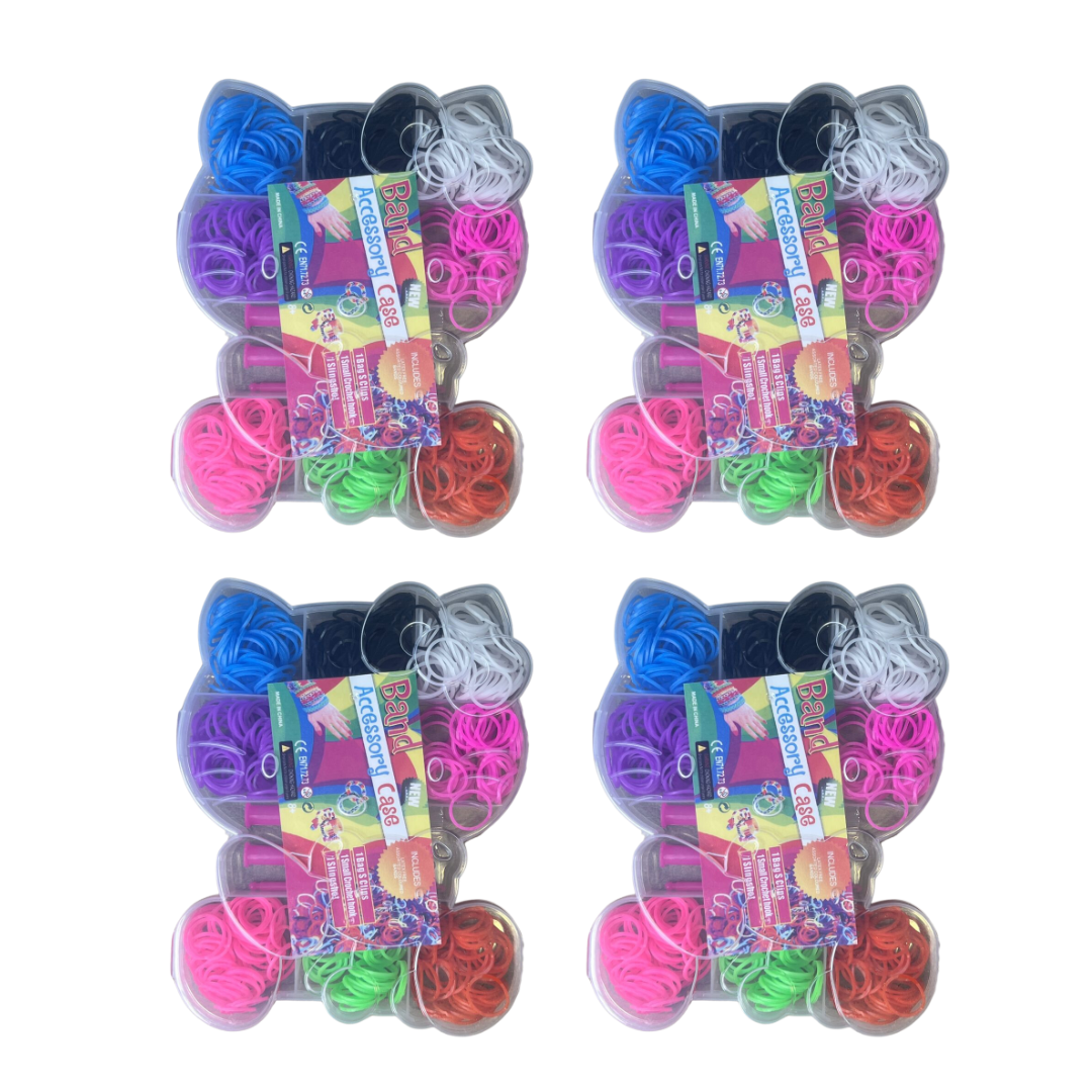 x4 Kit 1000 Elásticos Para Pulsera Con Caja Hello Kitty Hebilla-1