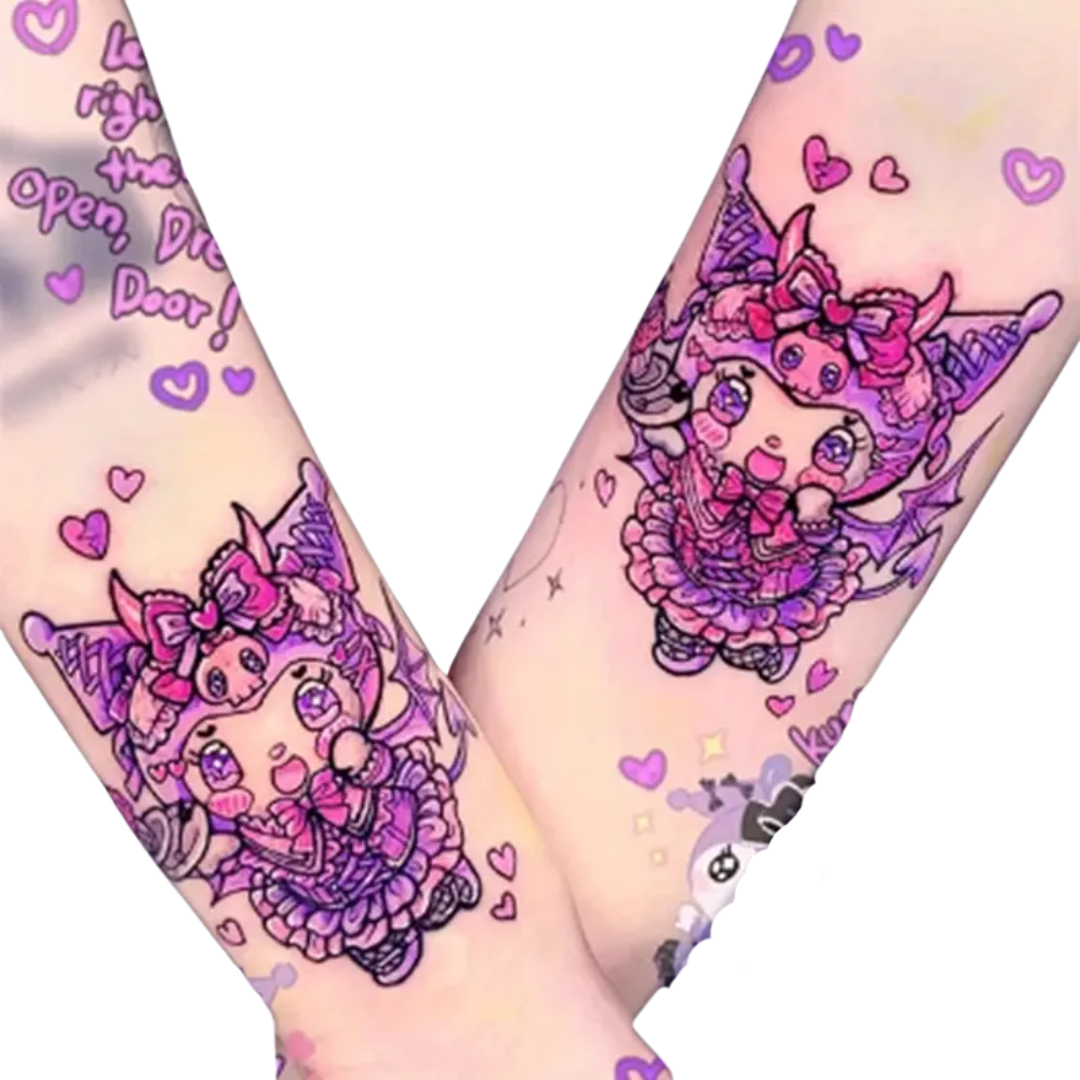 8 Tatuajes Temporales Kuromi Grande Infantil Niños-2
