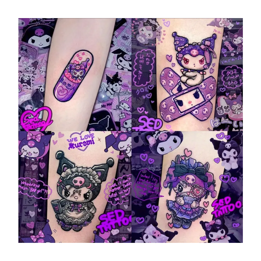 8 Tatuajes Temporales Kuromi Grande Infantil Niños-3
