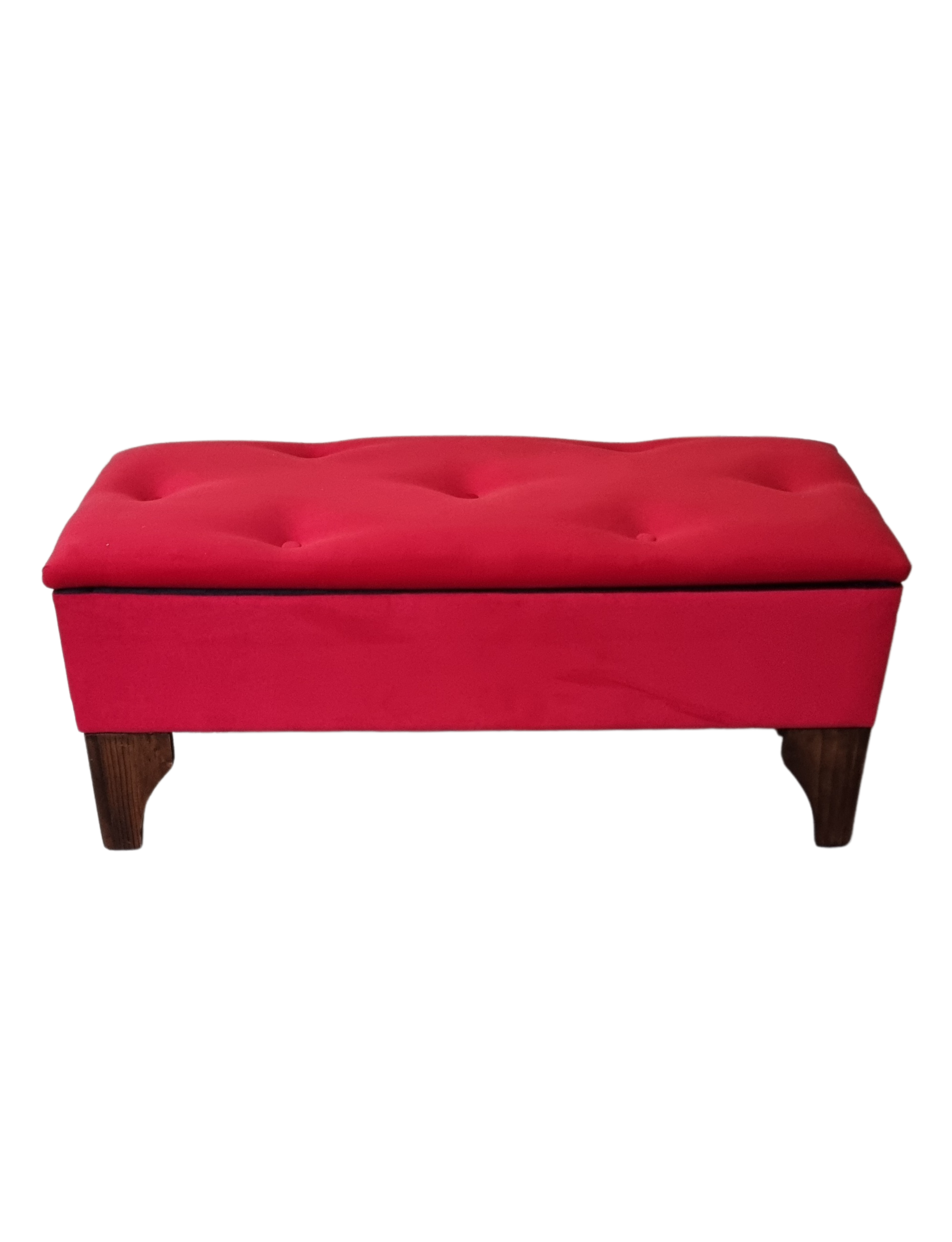 Banqueta Baúl Rojo Felpa Muebles Rimar-3