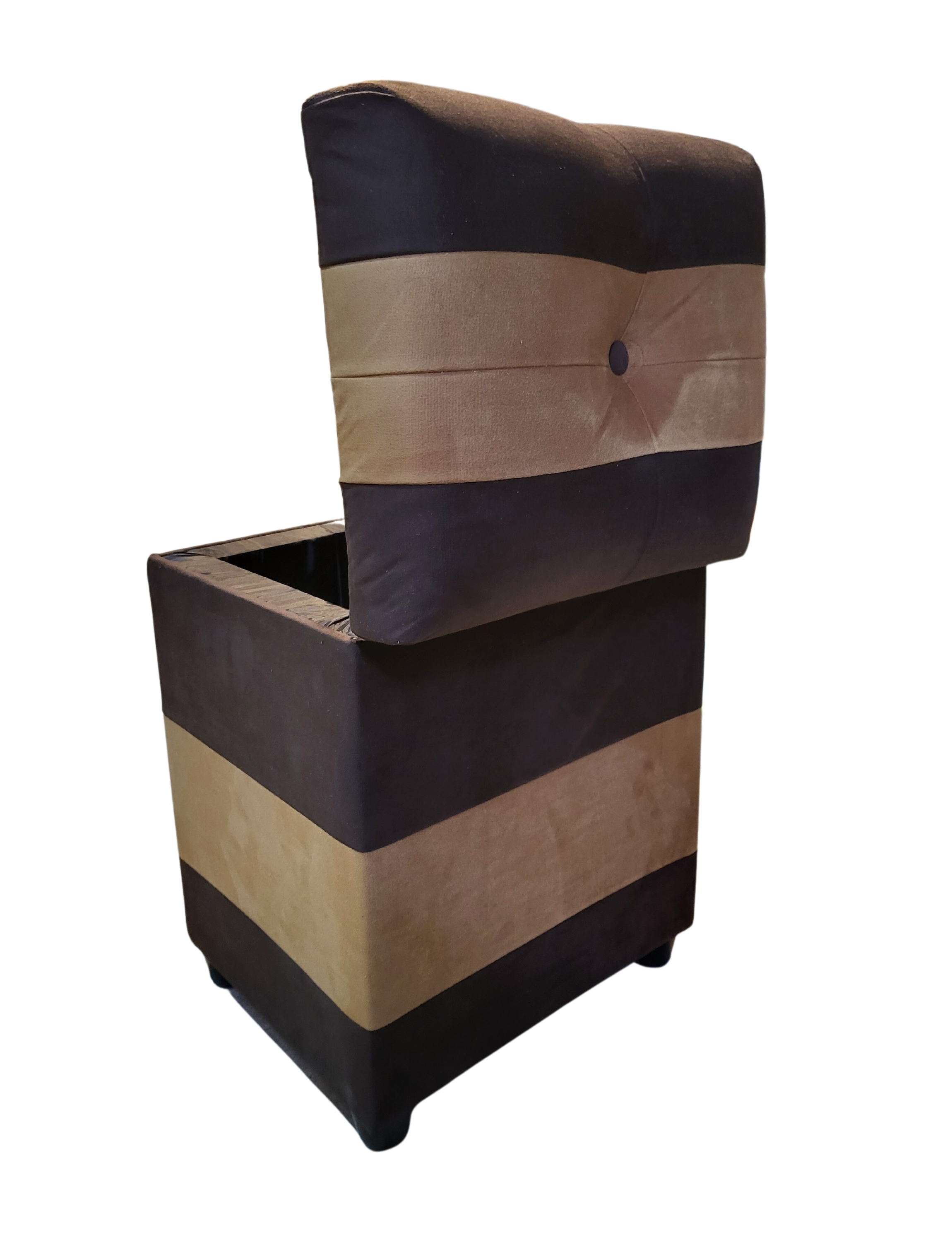 Pouf Baul Bicolor chocolate cafe Felpa 40x33x50 Rimar-3
