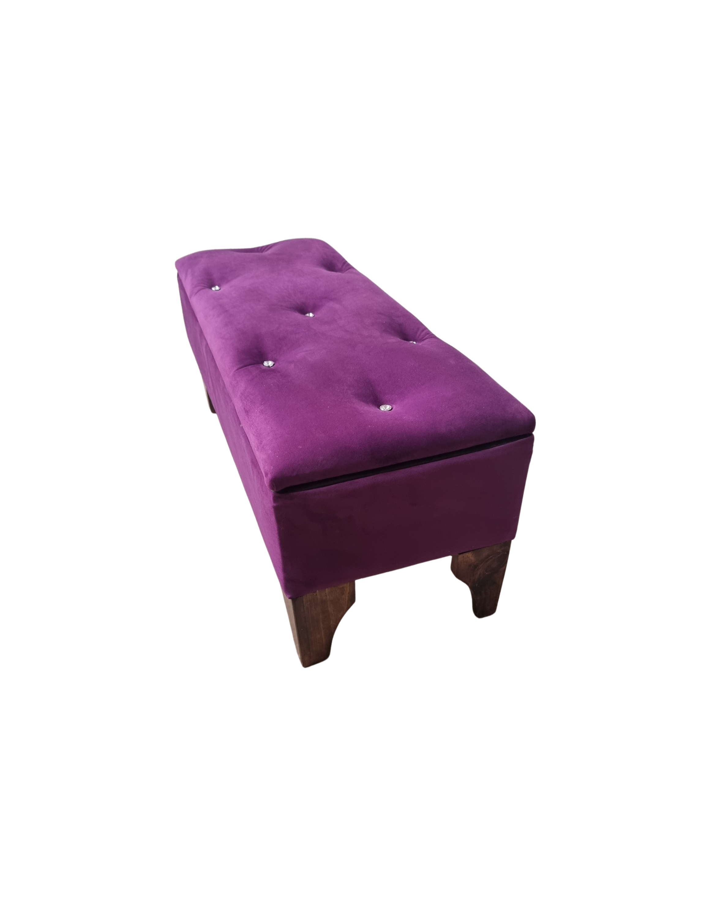 Banqueta Baul Botoné Morado Diamante Felpa-3