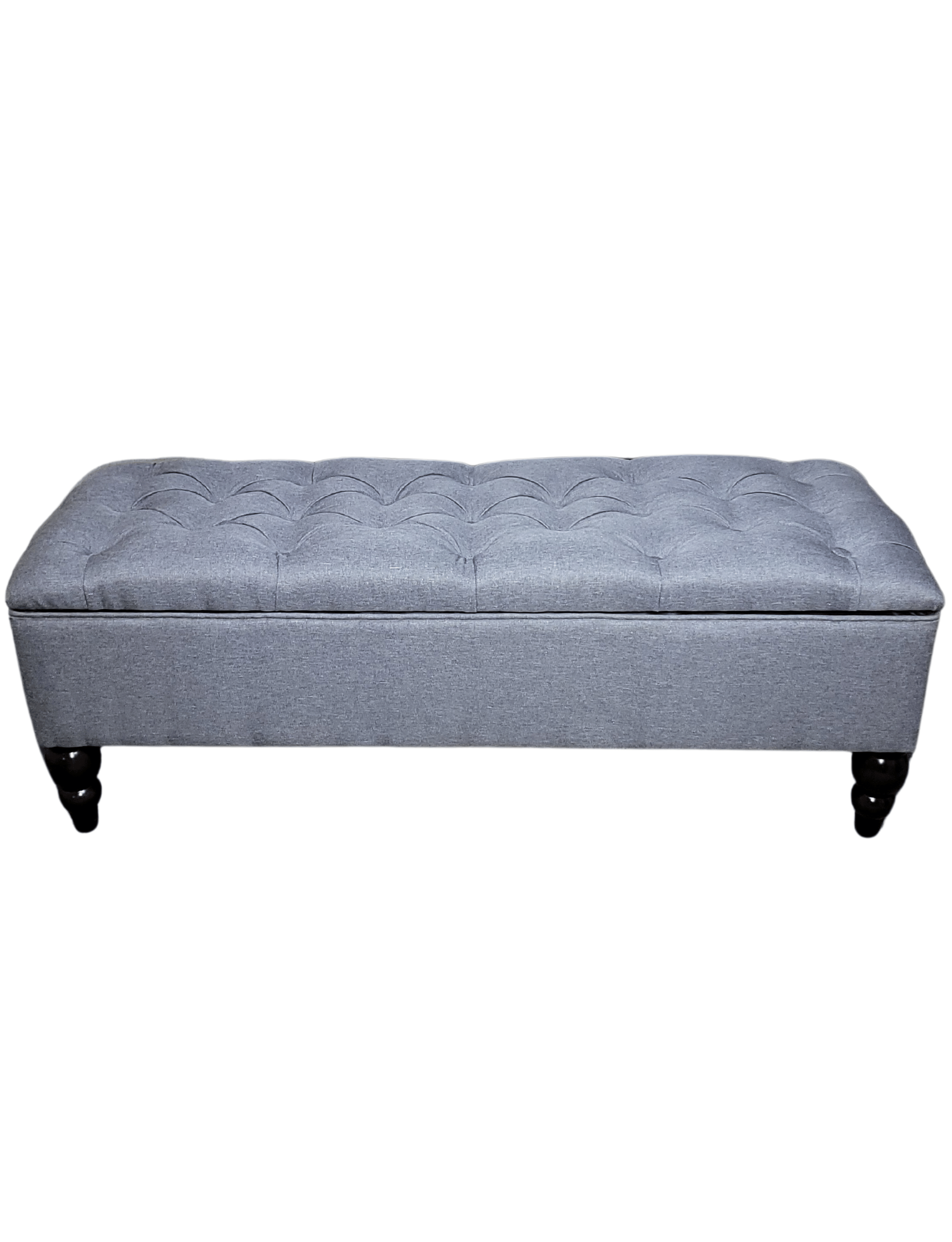 Banqueta Baul Capitoné Reina Gris Lino 120x40x42x20 Rimar-2