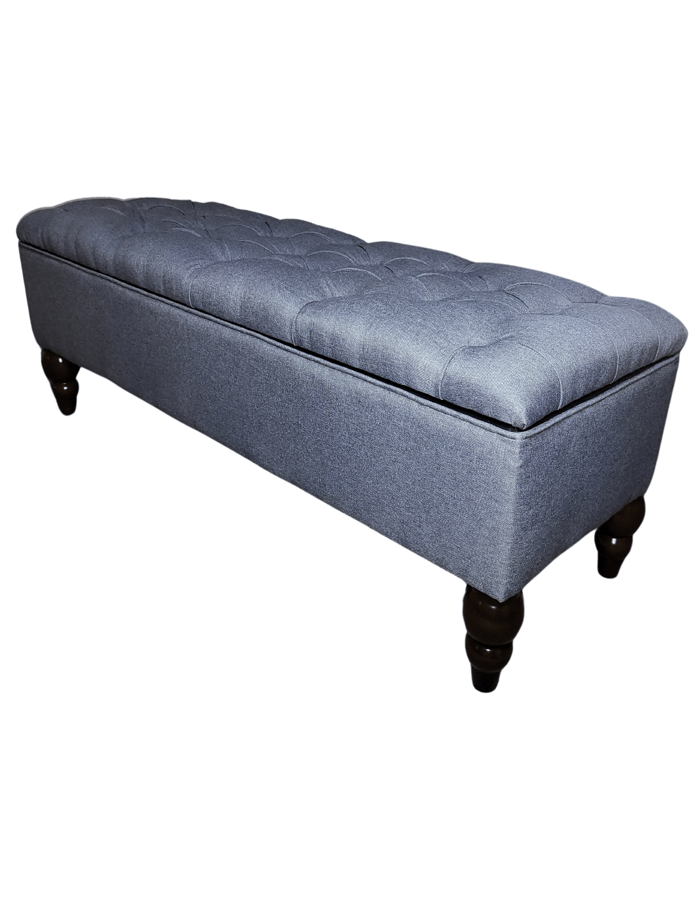 Banqueta Baul Capitoné Reina Gris Lino 120x40x42x20 Rimar-3