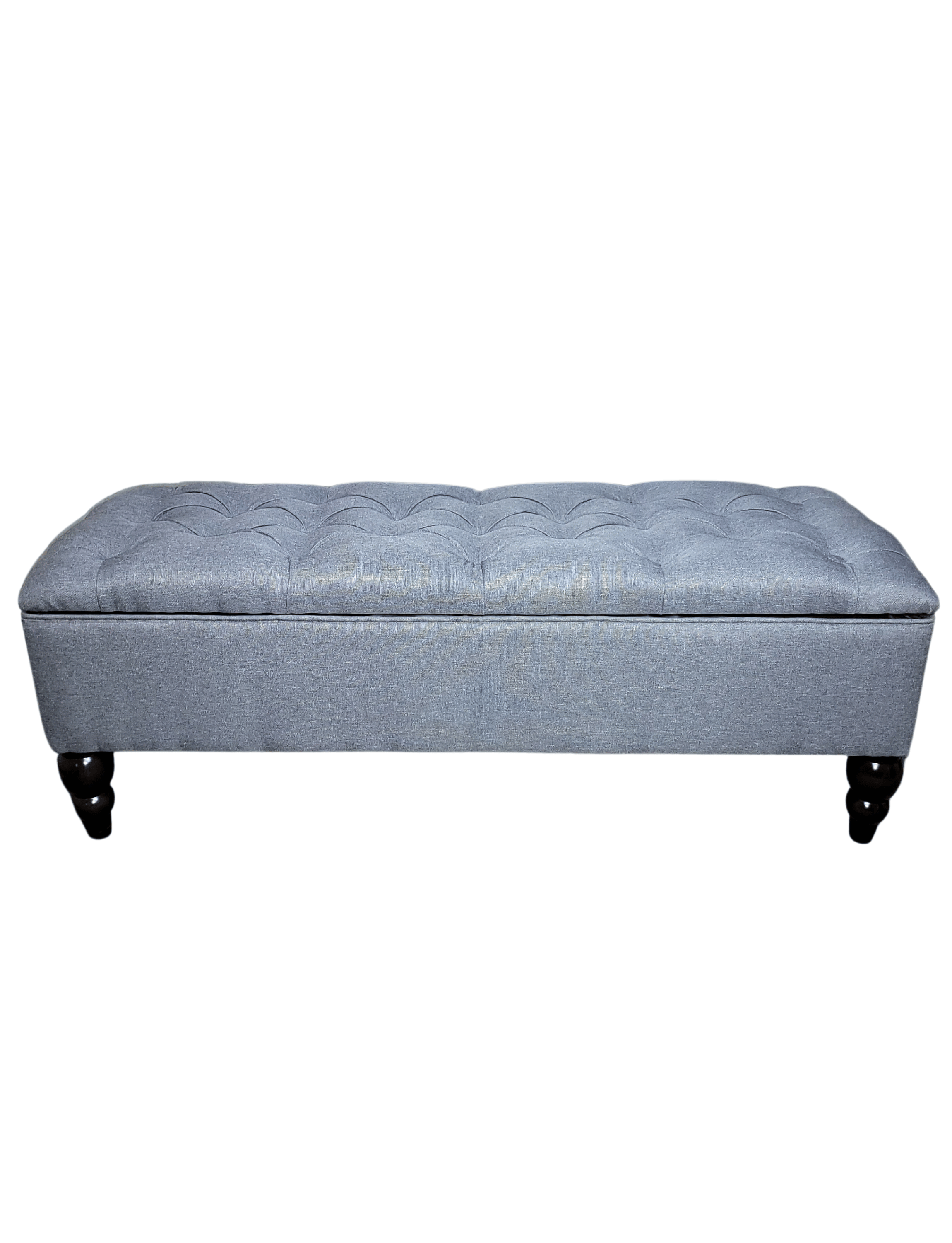 Banqueta Baul Capitoné Reina Gris Lino 120x40x42x20 Rimar-4