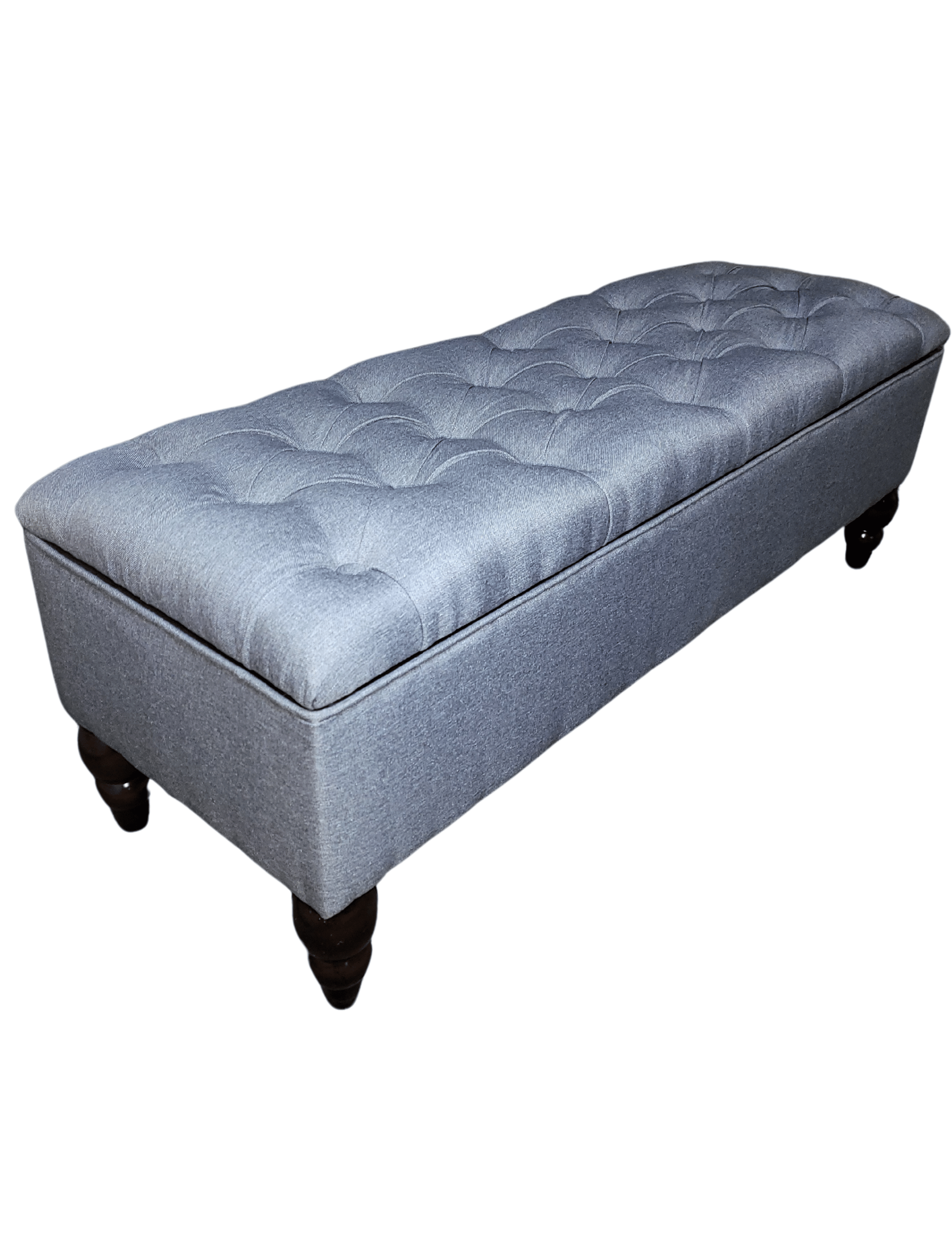 Banqueta Baul Capitoné Reina Gris Lino 120x40x42x20 Rimar-5