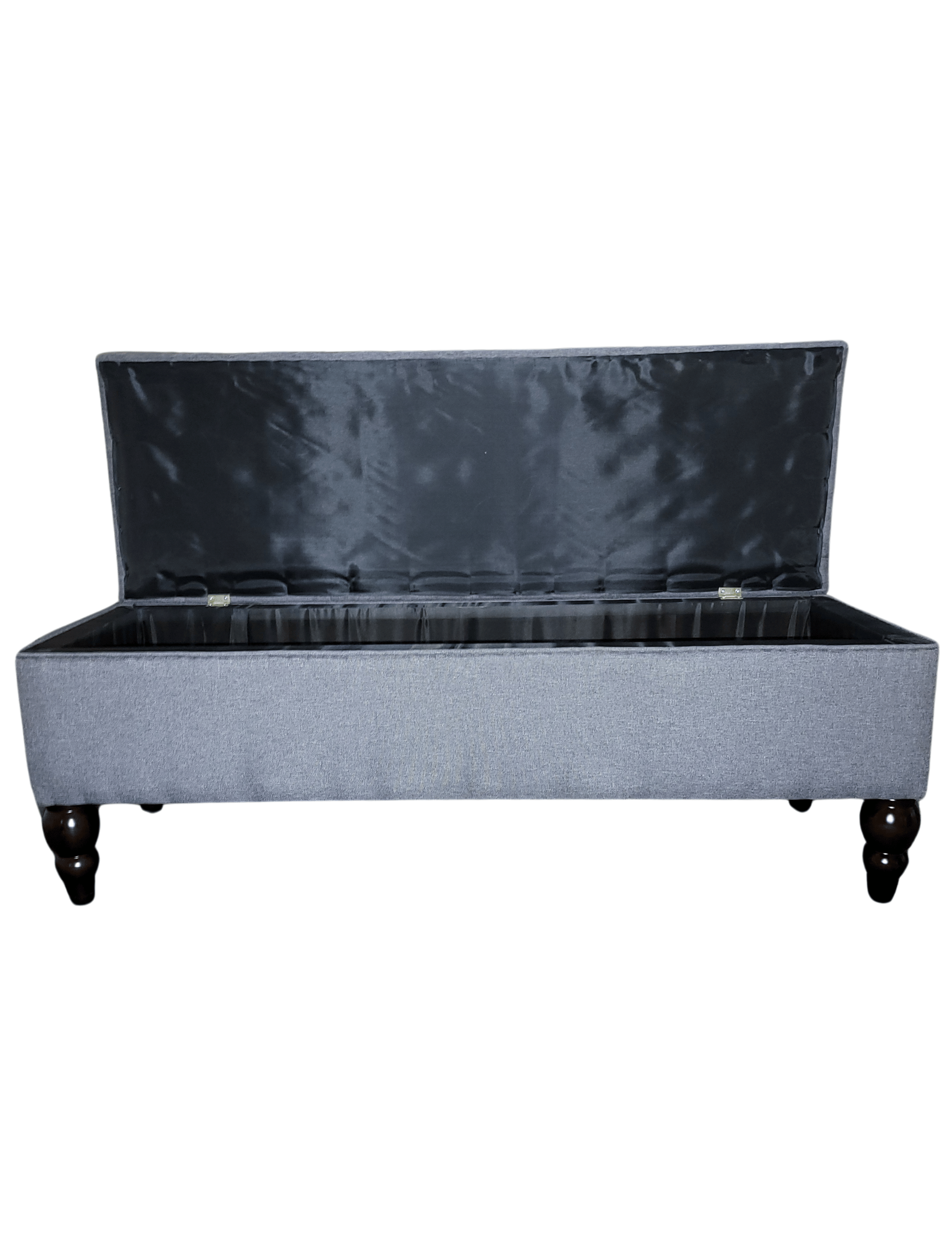 Banqueta Baul Capitoné Reina Gris Lino 120x40x42x20 Rimar-6