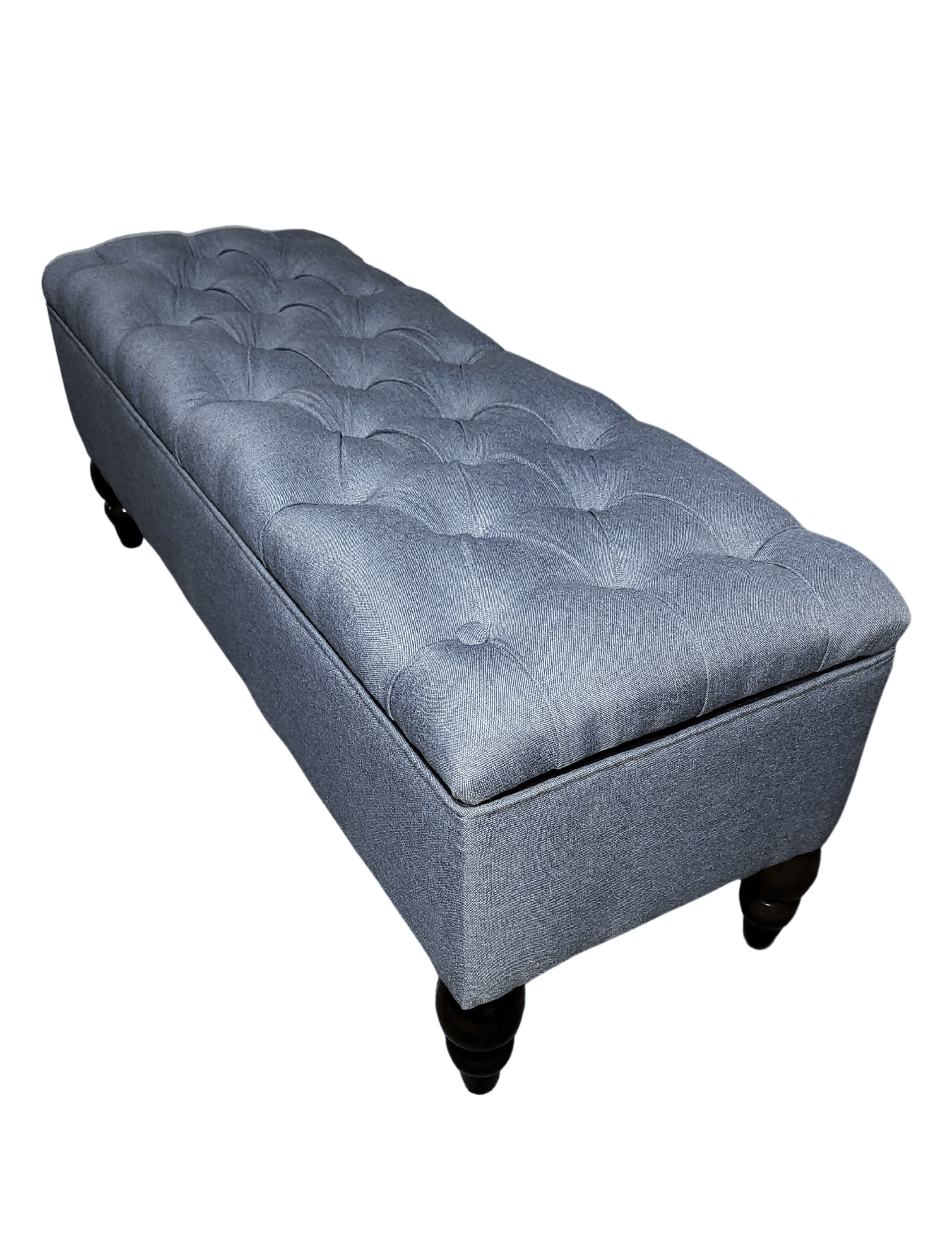 Banqueta Baul Capitoné Reina Gris Lino 120x40x42x20 Rimar-7