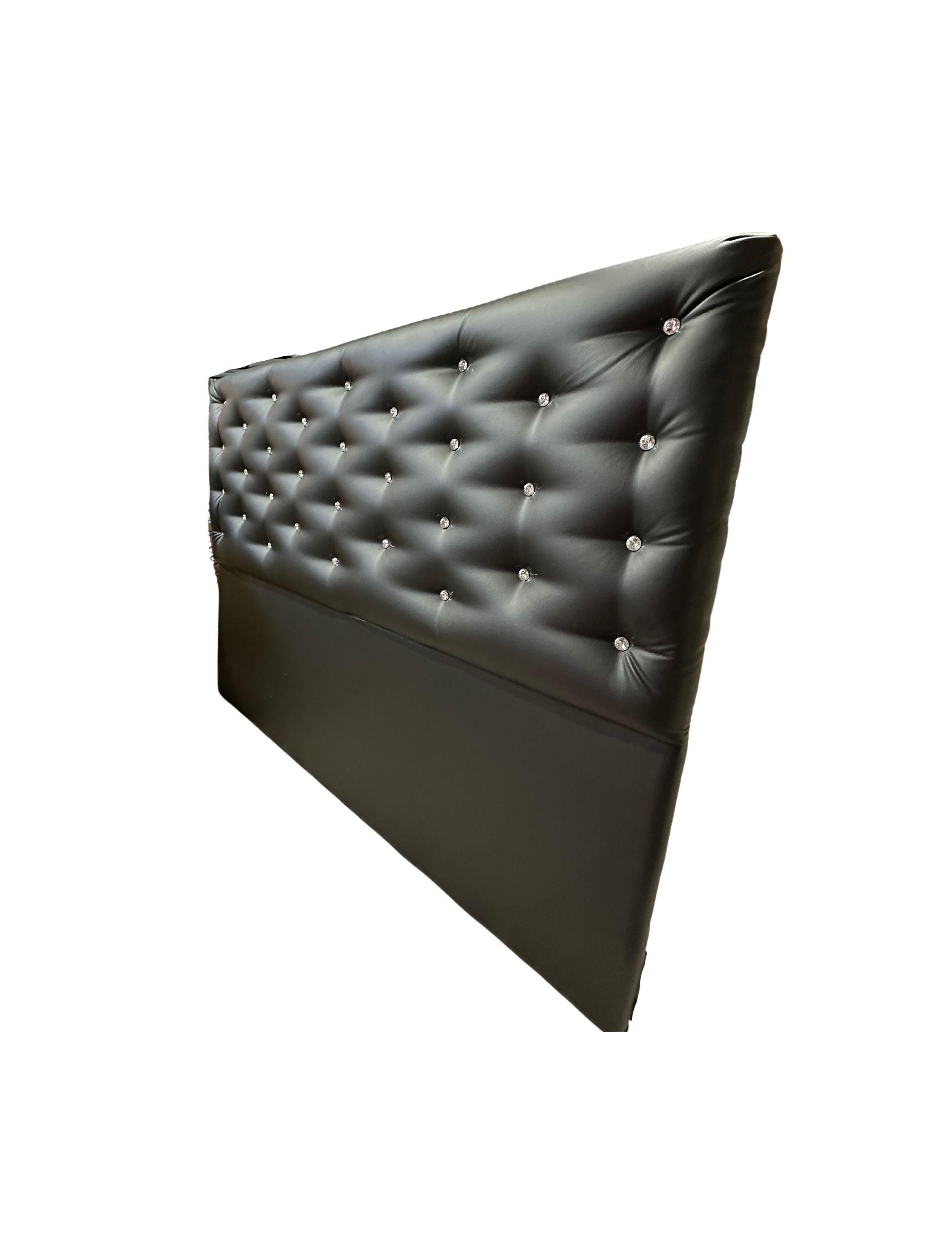 RESPALDO A PISO KING BOTON DIAMANTE NEGRO ECO CUERO -4