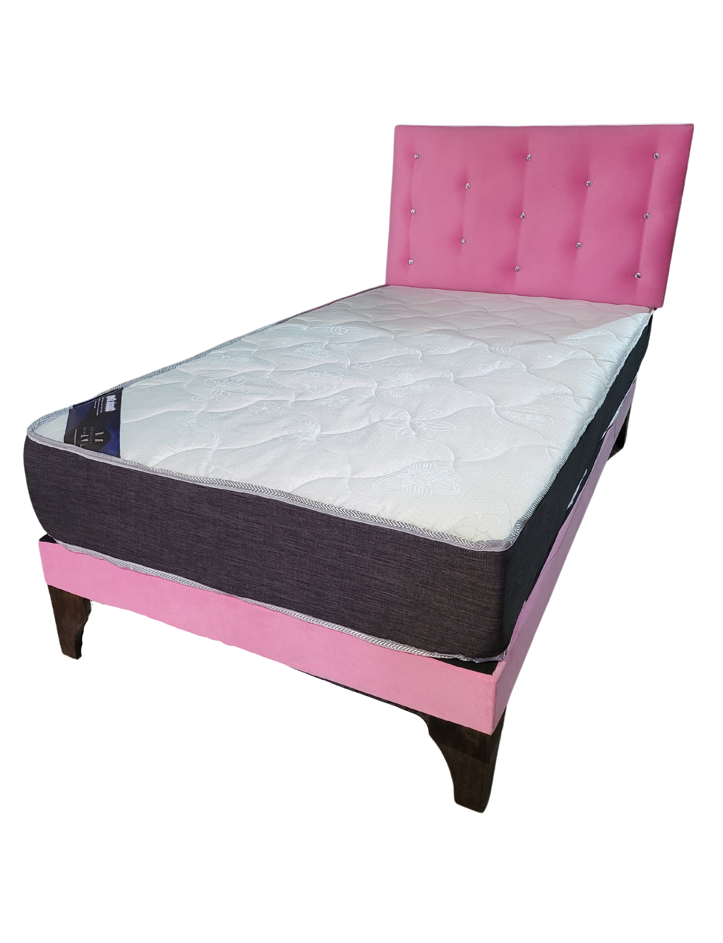 CAMA EUROPEA RIMAR 1.5P ROSADO DIAMANTE FELPA -2
