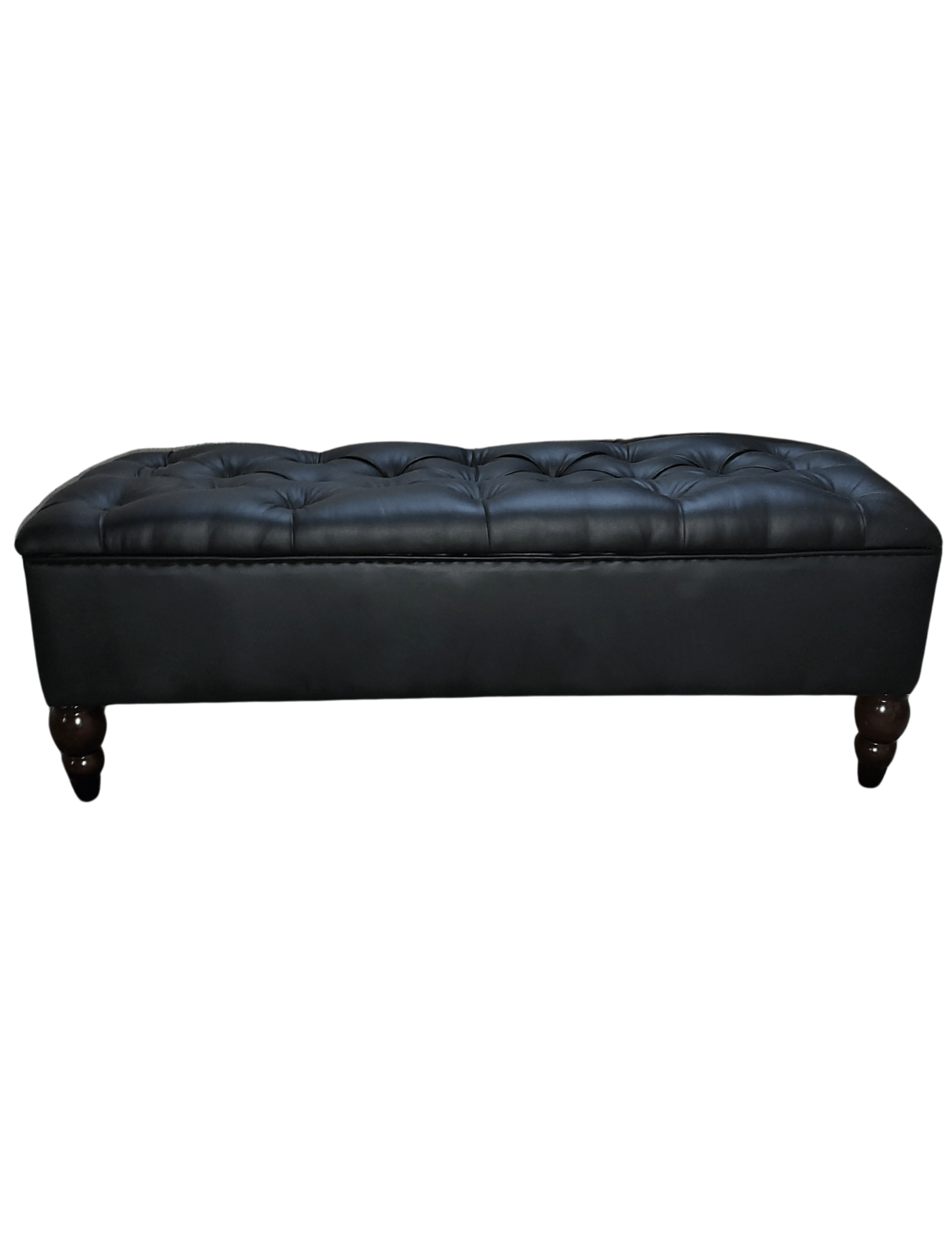 Banqueta Baul Capitoné Reina negra en eco cuero PU 120x40x42x20 Rimar-2
