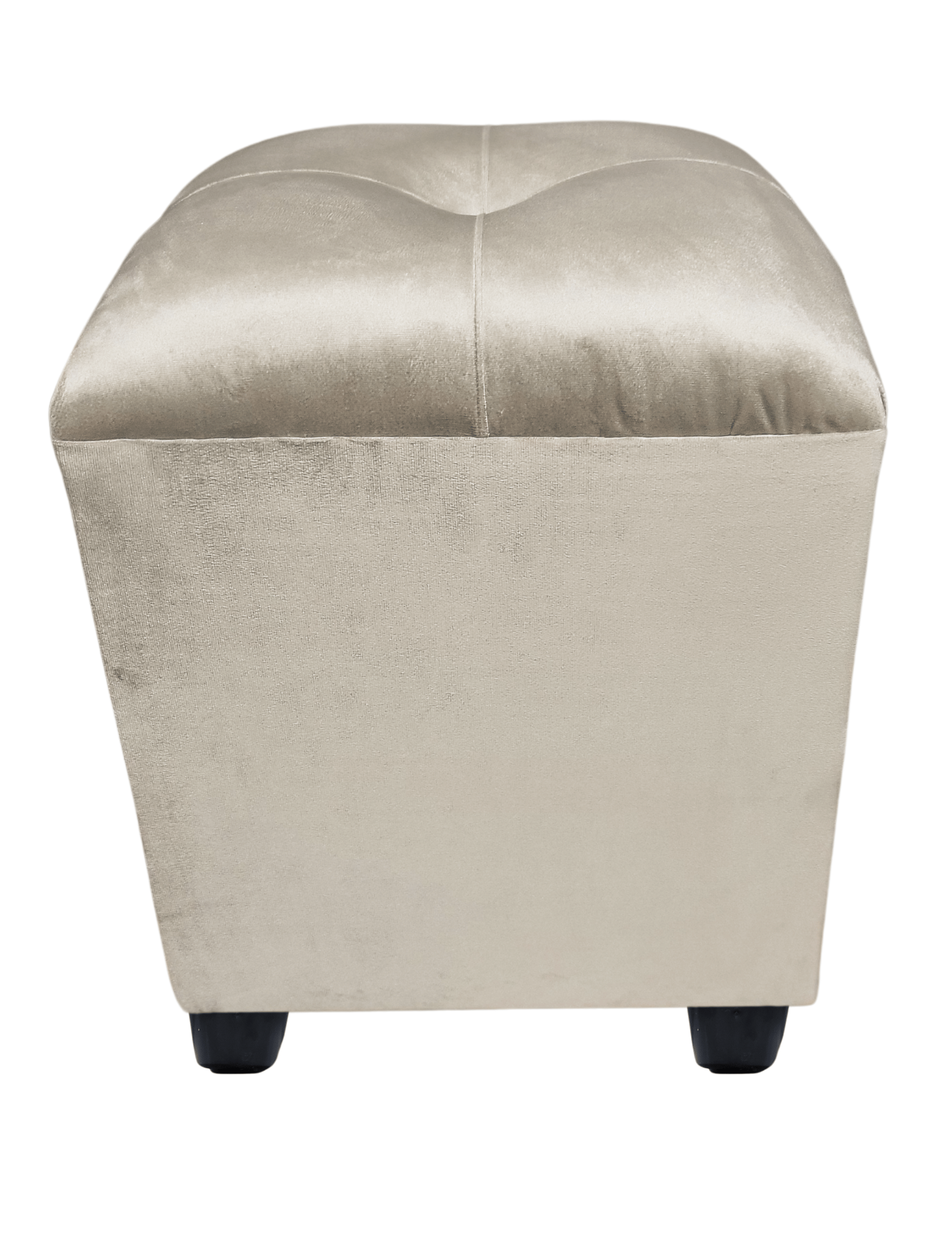 Pouf Beige Felpa Botón 40x40x45 Rimar-2