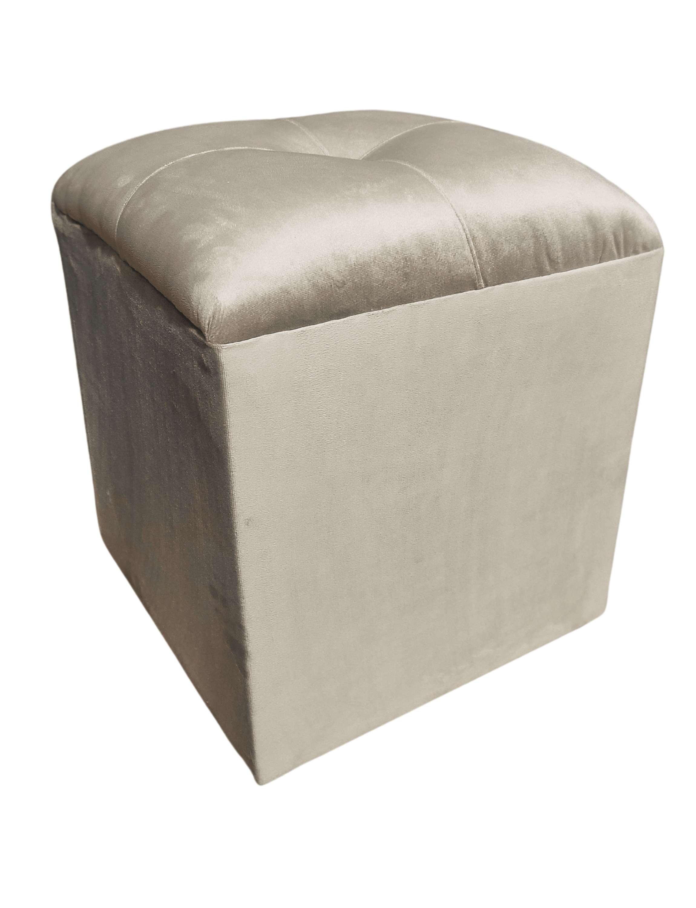 Pouf Beige Felpa Botón 40x40x45 Rimar-3
