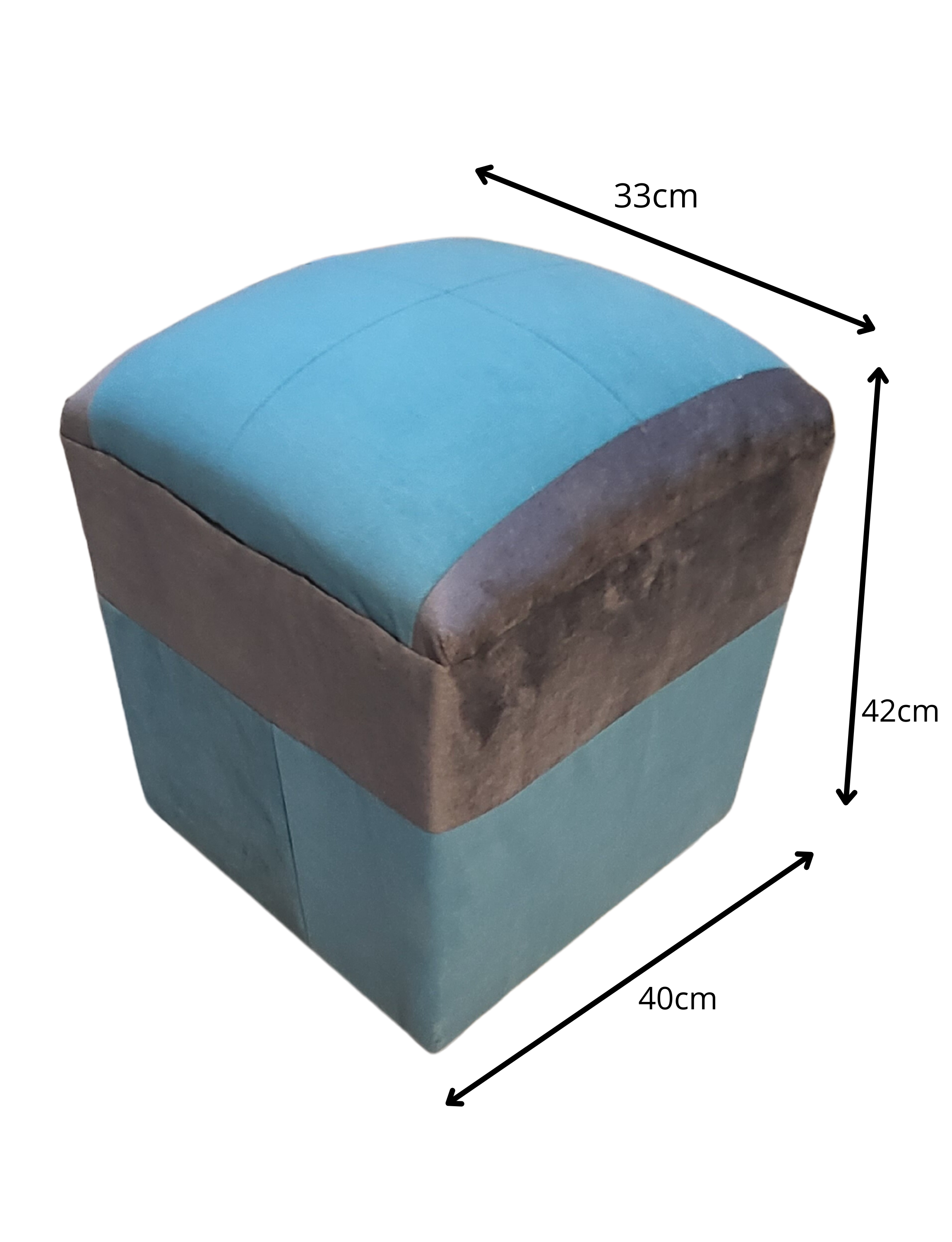 Pouf Turquesa Gris Felpa 35x35x42 Muebles Rimar-5
