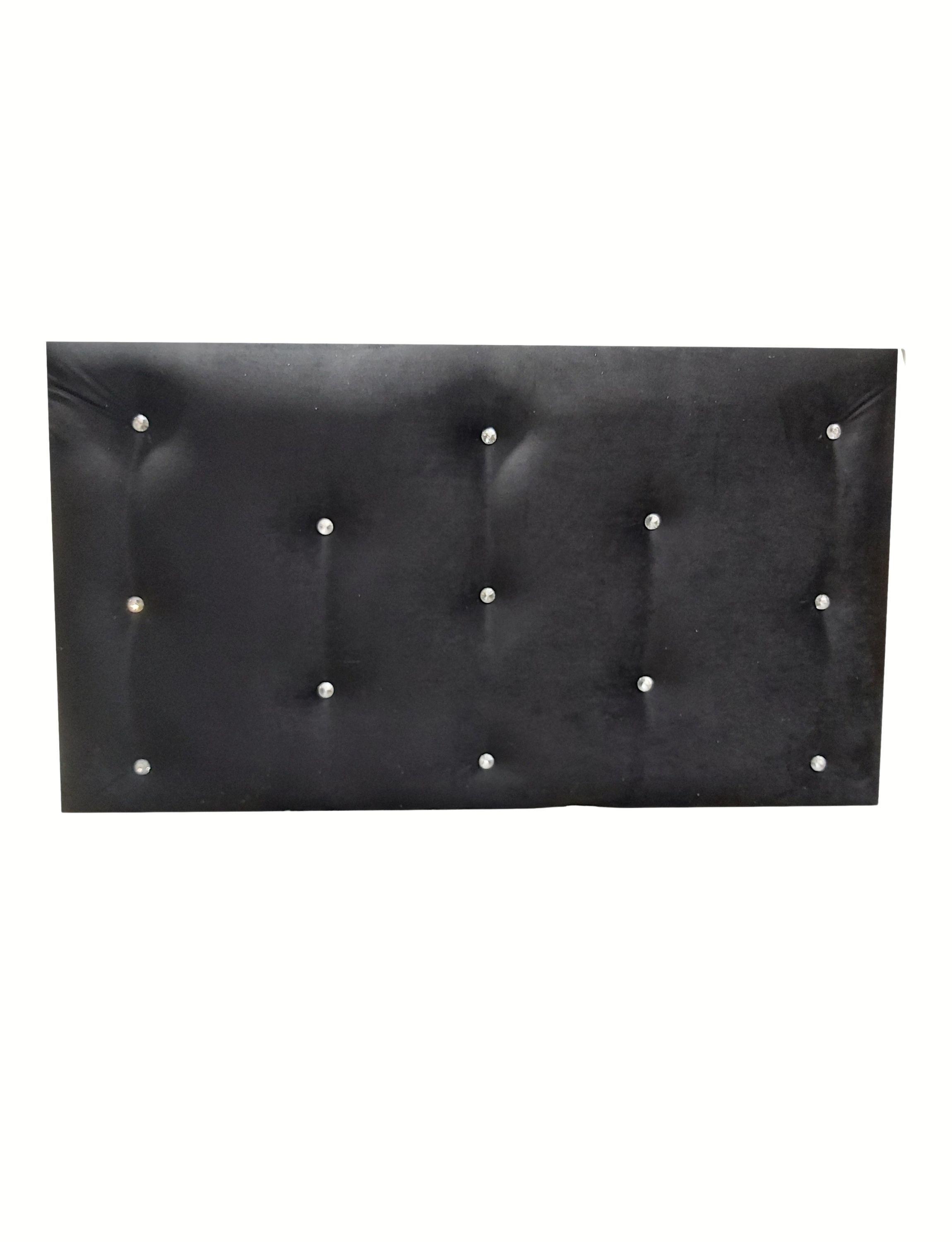 Respaldo 1.5 P Boton Diamante Negro Felpa Muebles Rimar-3
