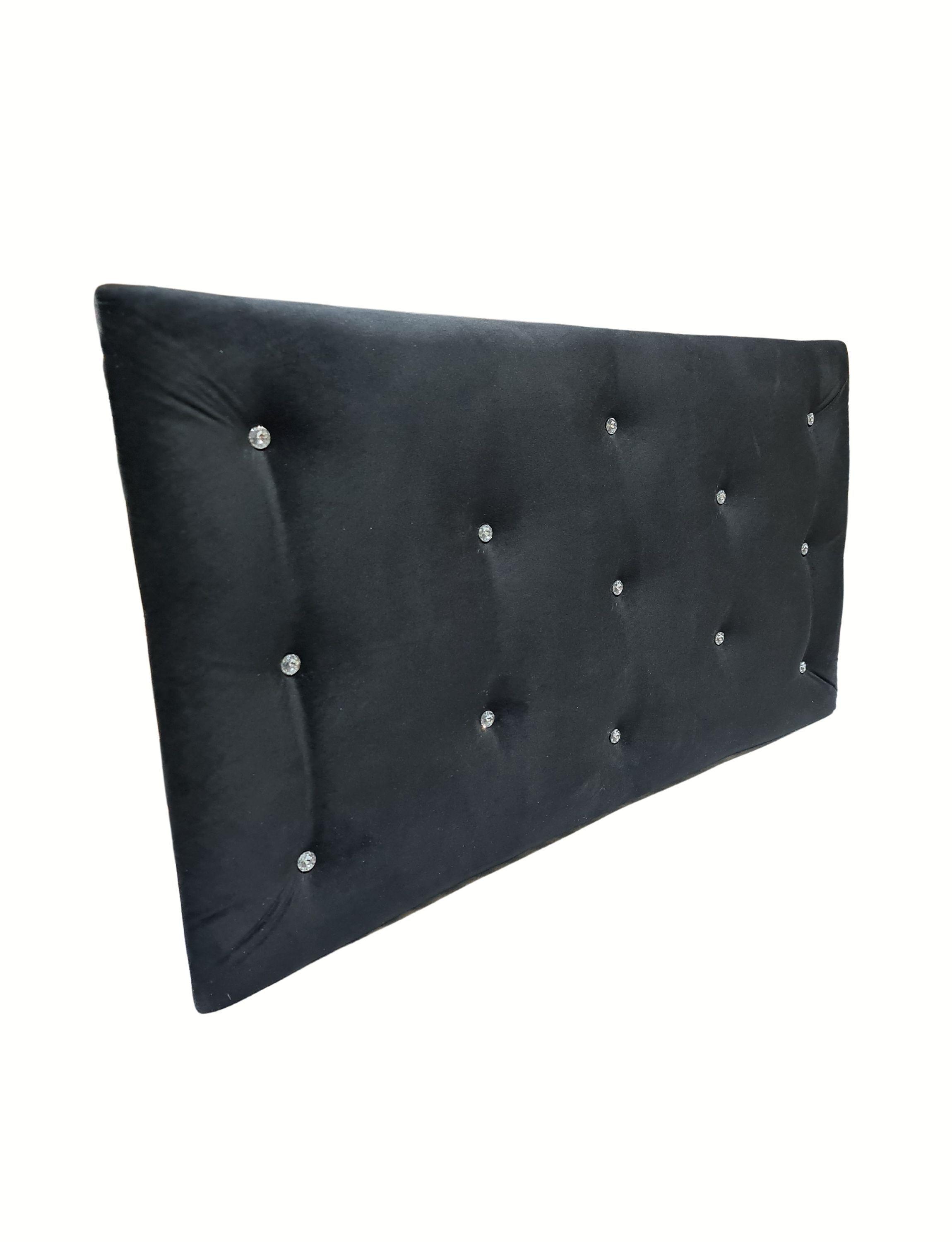 Respaldo 1.5 P Boton Diamante Negro Felpa Muebles Rimar-4