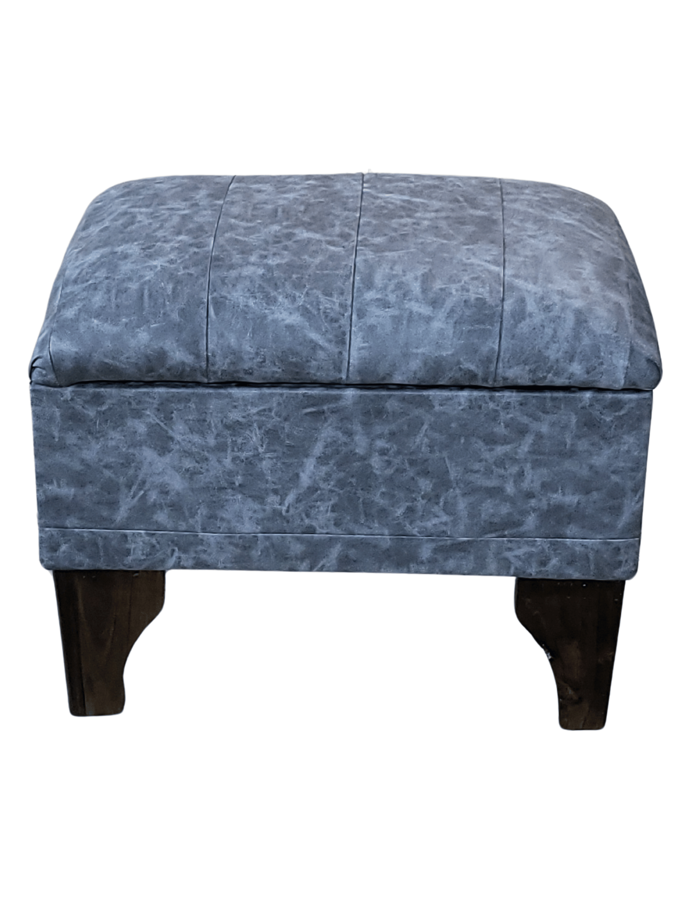 Banqueta Baúl Tubular Gris Marmoleado Eco Cuero 60x40x45x20 Rimar-4