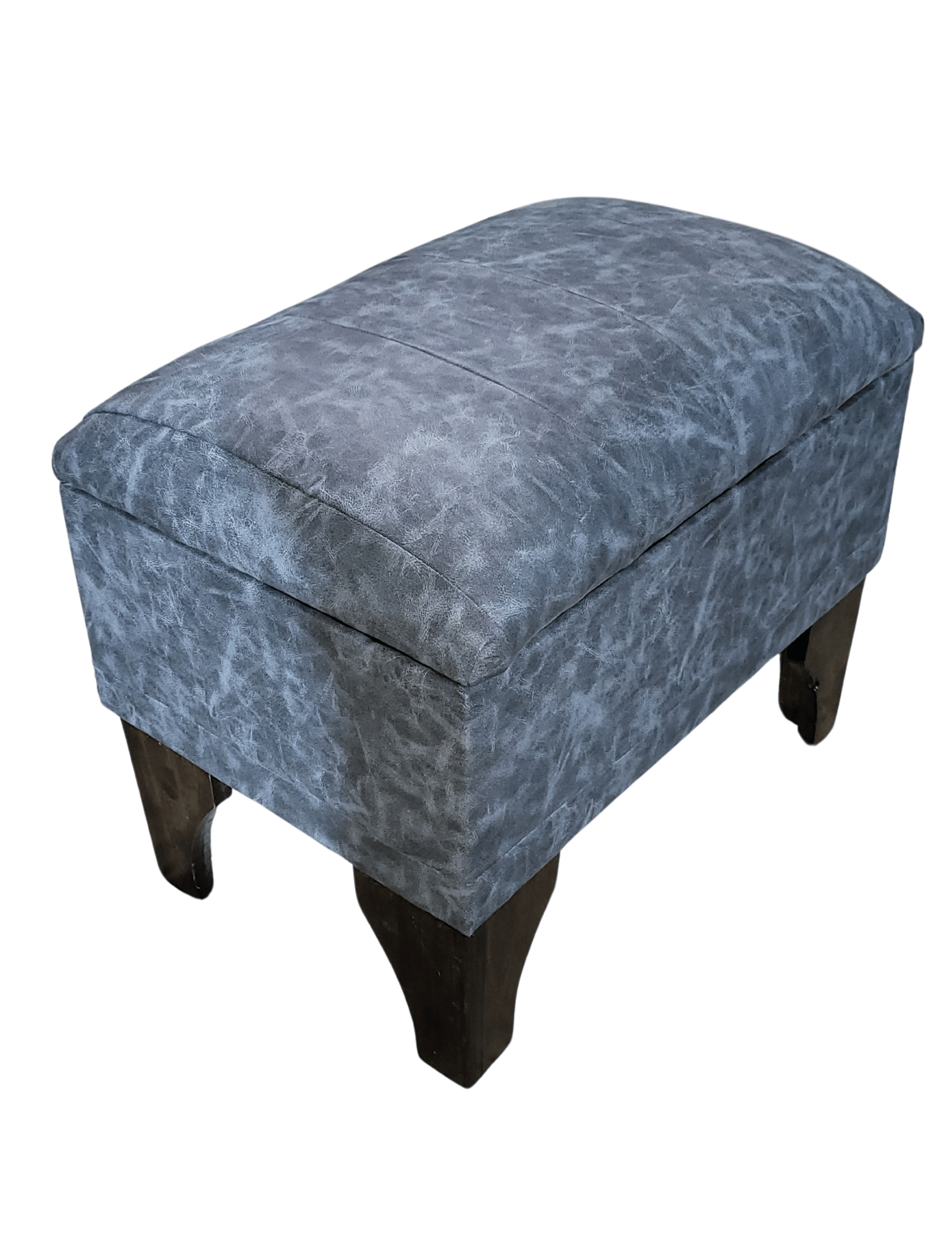 Banqueta Baúl Tubular Gris Marmoleado Eco Cuero 60x40x45x20 Rimar-5