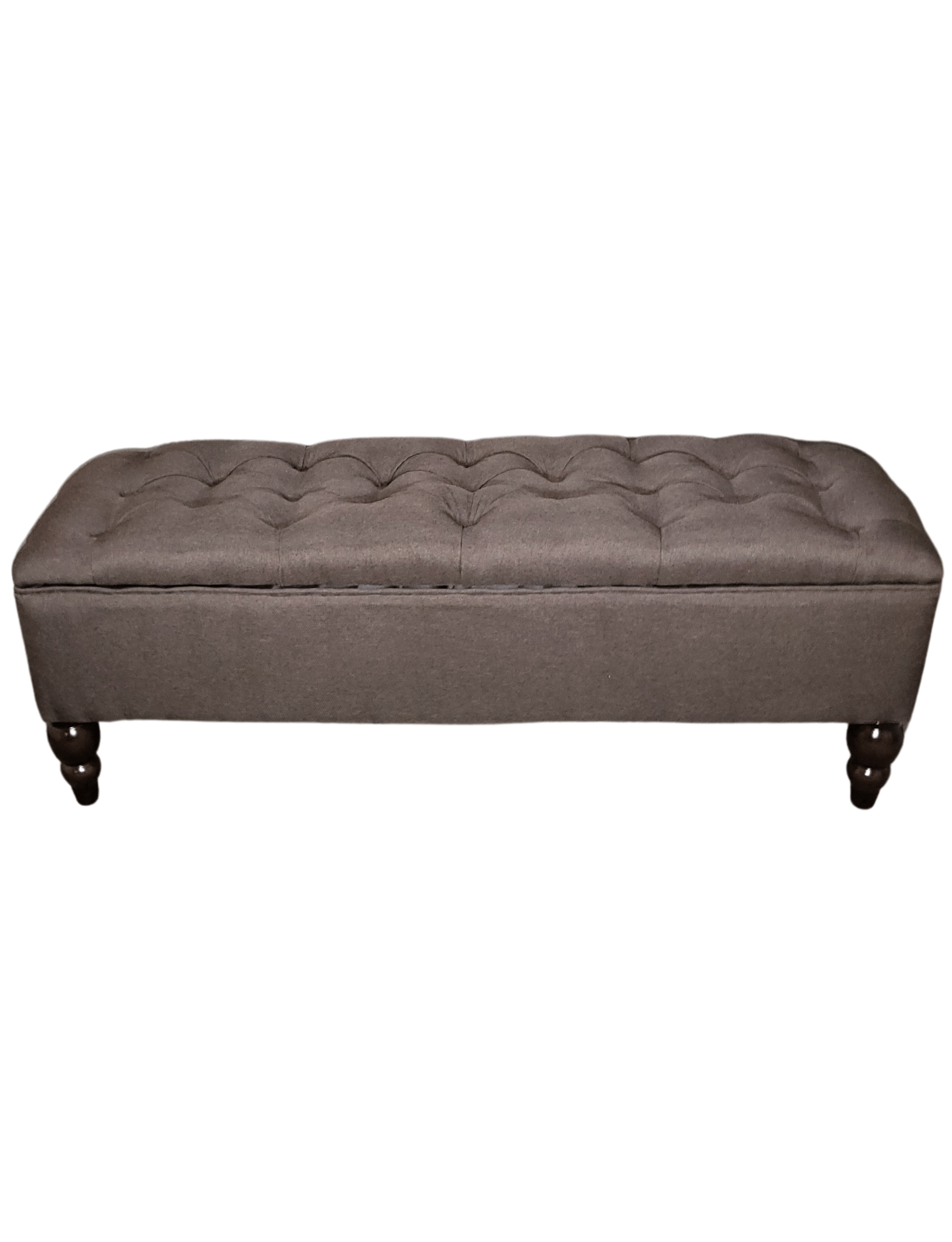 Banqueta Baul Capitoné Reina Cafe Lino 120x40x42x20 Rimar-2