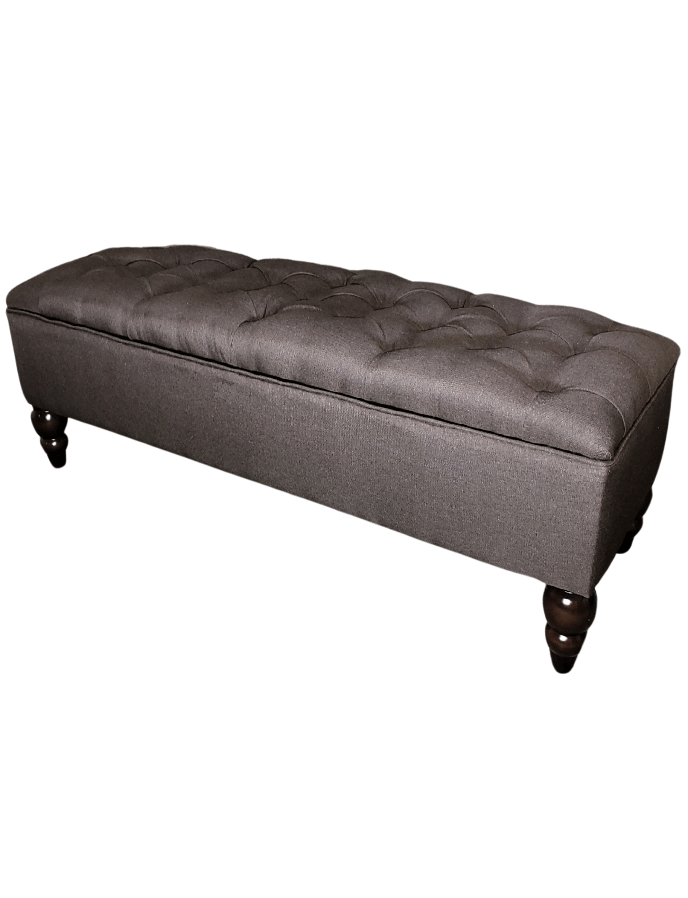 Banqueta Baul Capitoné Reina Cafe Lino 120x40x42x20 Rimar-3