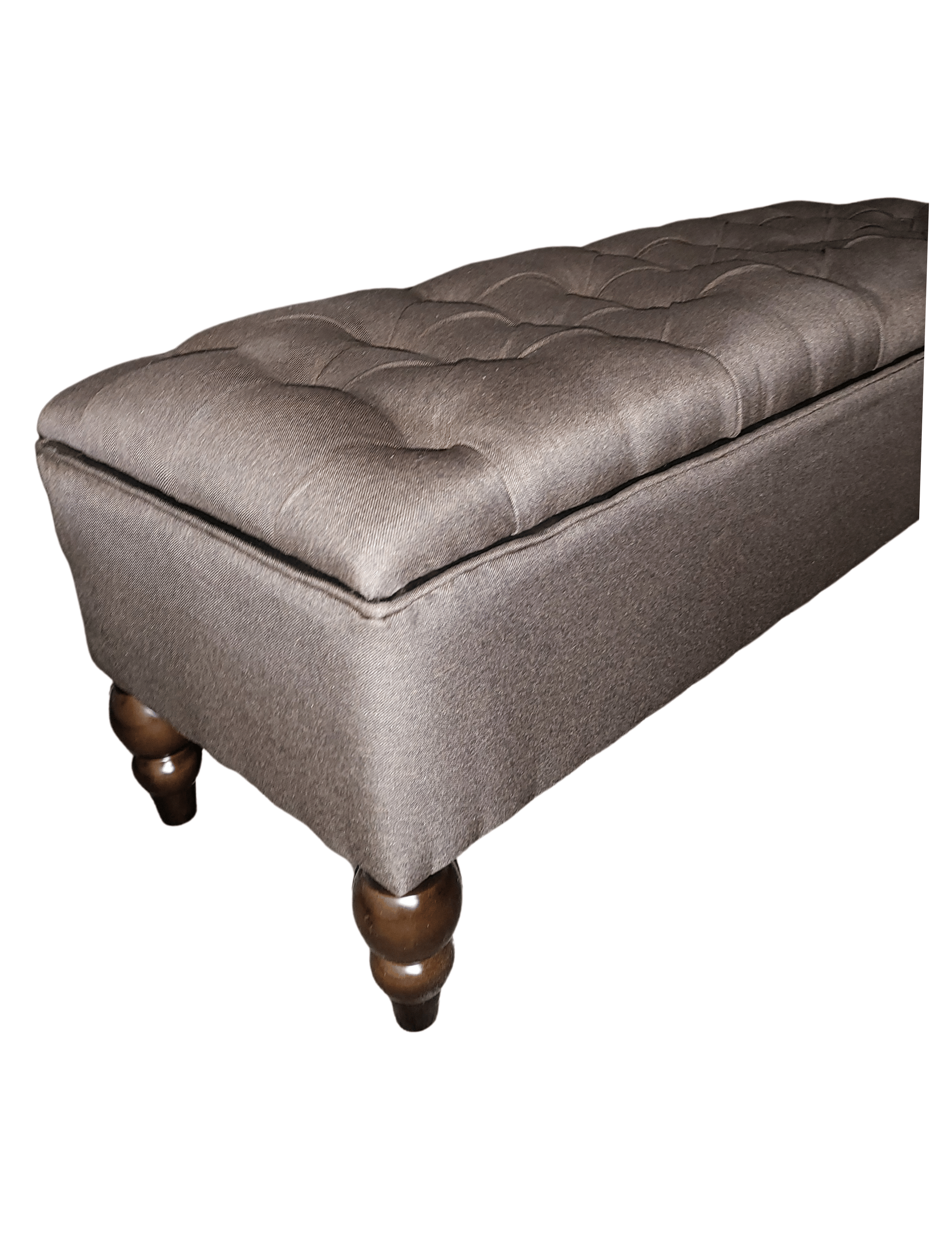Banqueta Baul Capitoné Reina Cafe Lino 120x40x42x20 Rimar-4