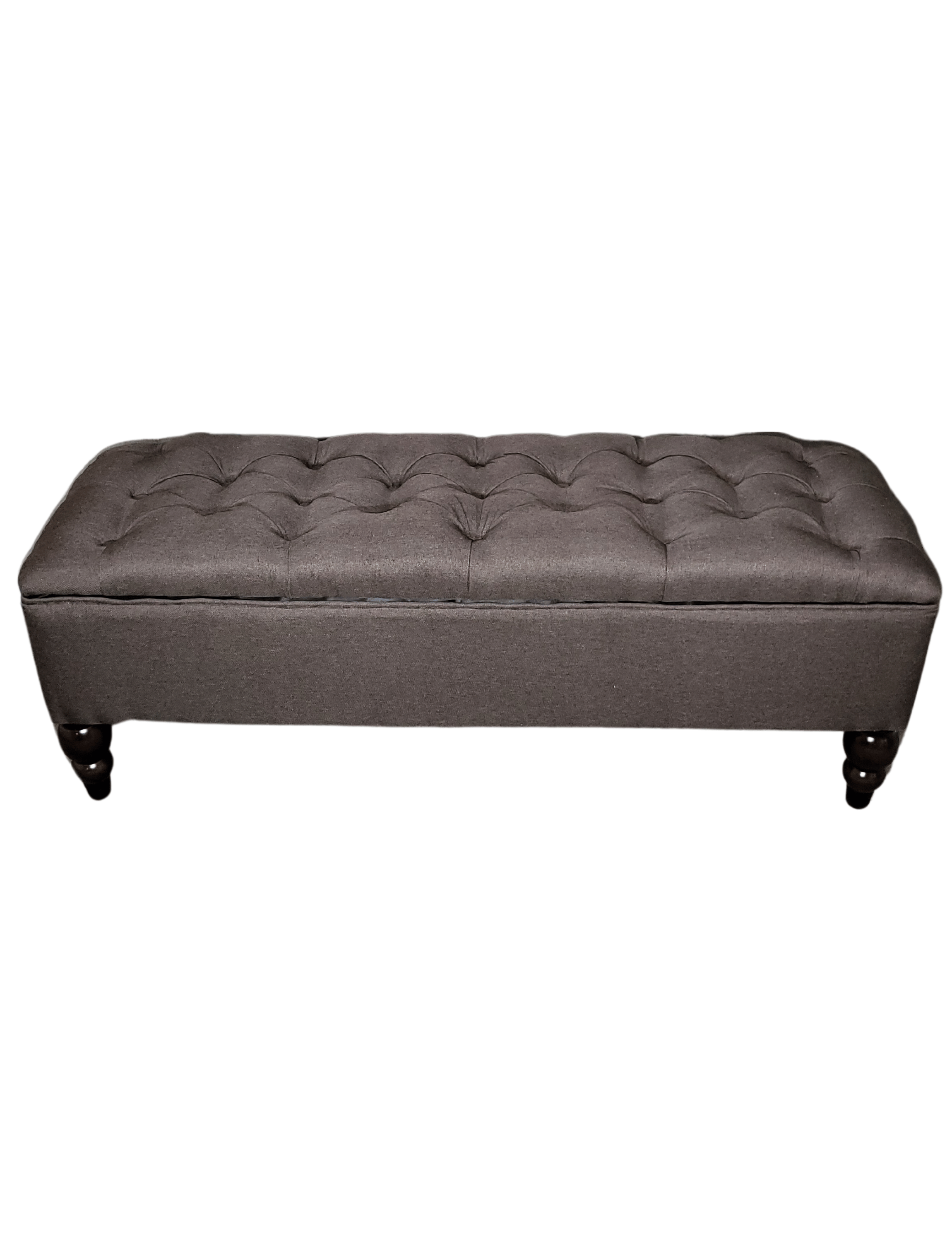 Banqueta Baul Capitoné Reina Cafe Lino 120x40x42x20 Rimar-5