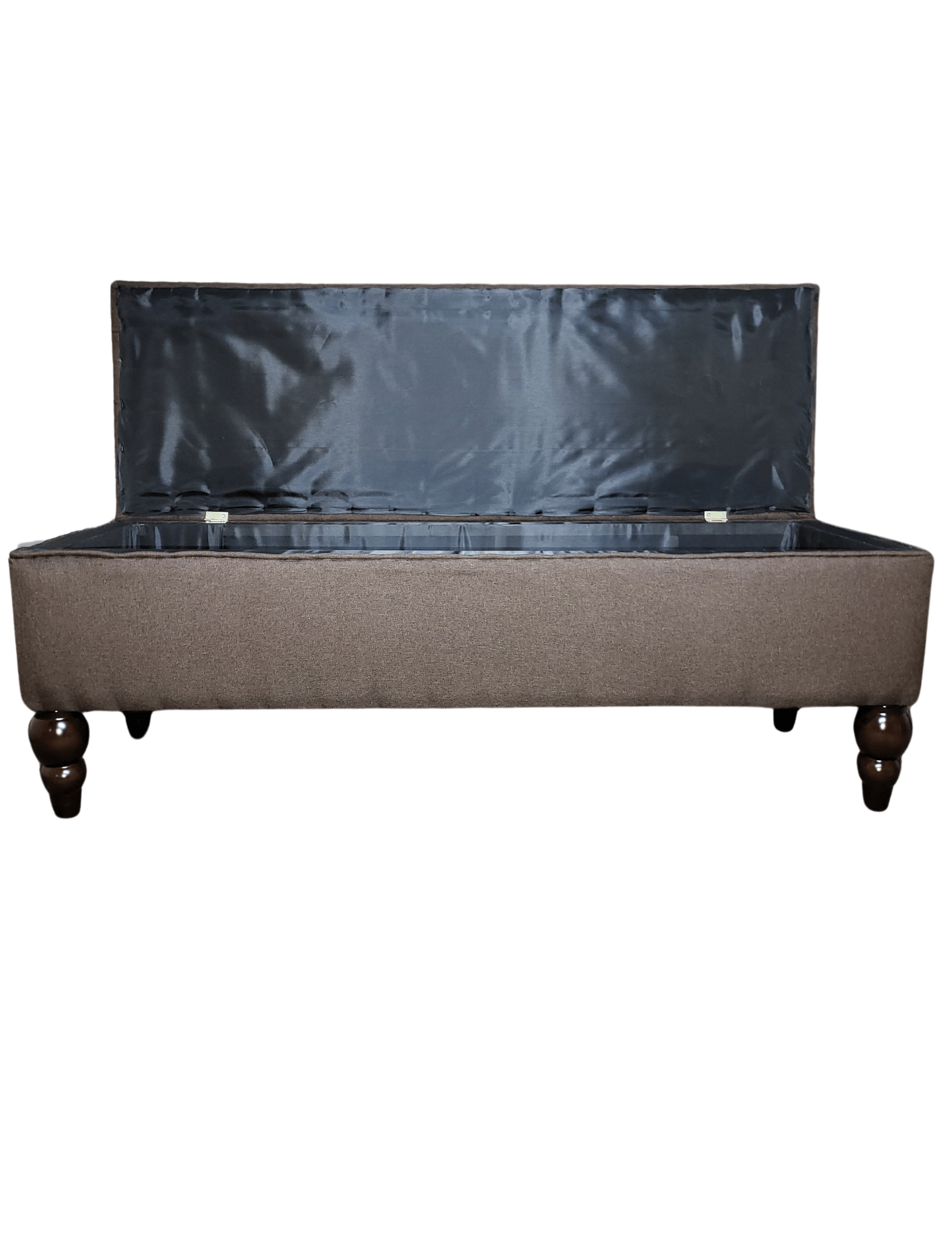Banqueta Baul Capitoné Reina Cafe Lino 120x40x42x20 Rimar-6