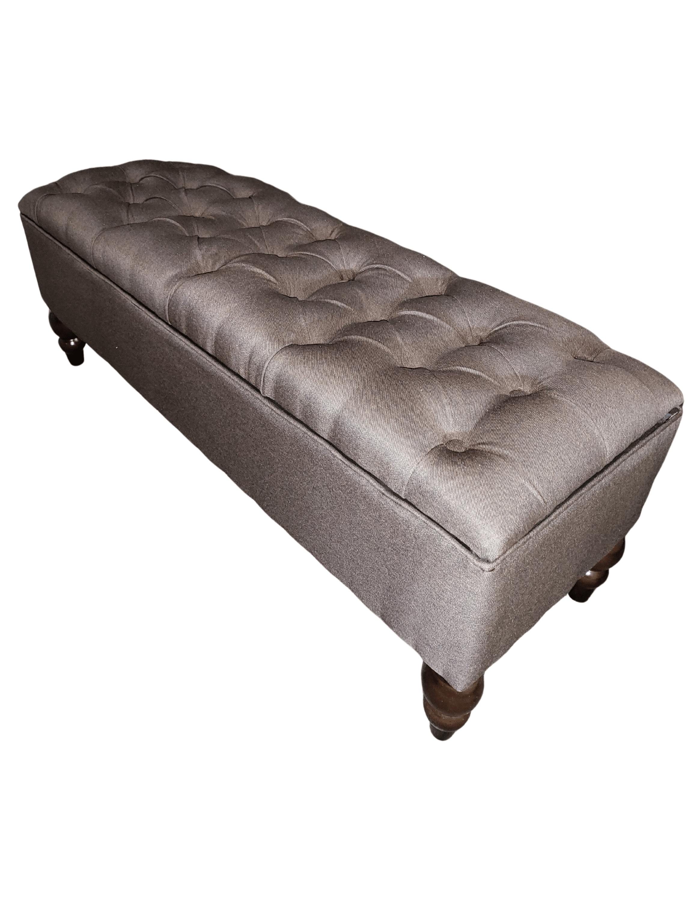 Banqueta Baul Capitoné Reina Cafe Lino 120x40x42x20 Rimar-7