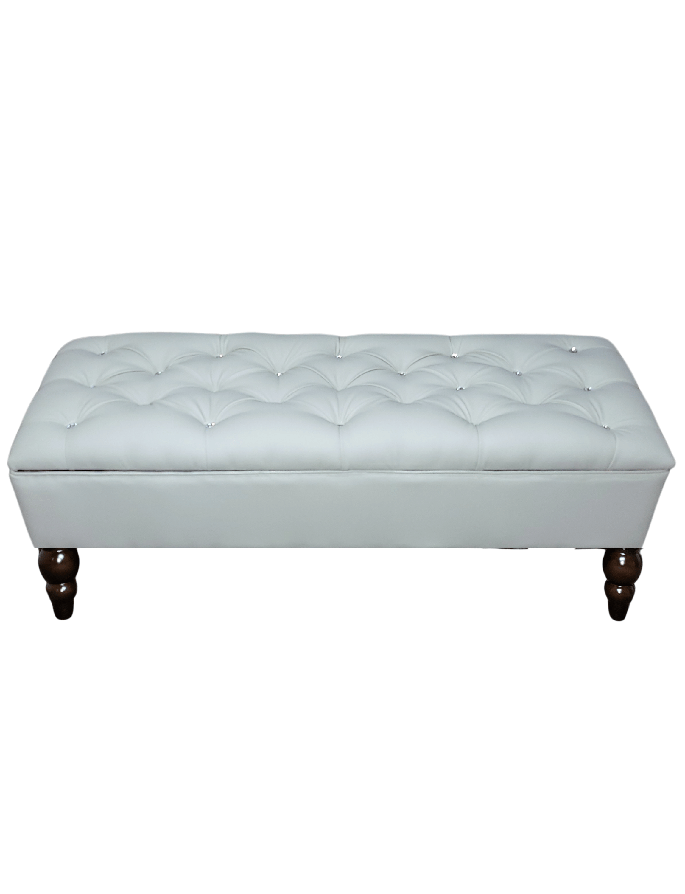 Banqueta Baul Capitoné Reina Crudo Eco Cuero Botón Diamante 120x40x42x20 Rimar-2