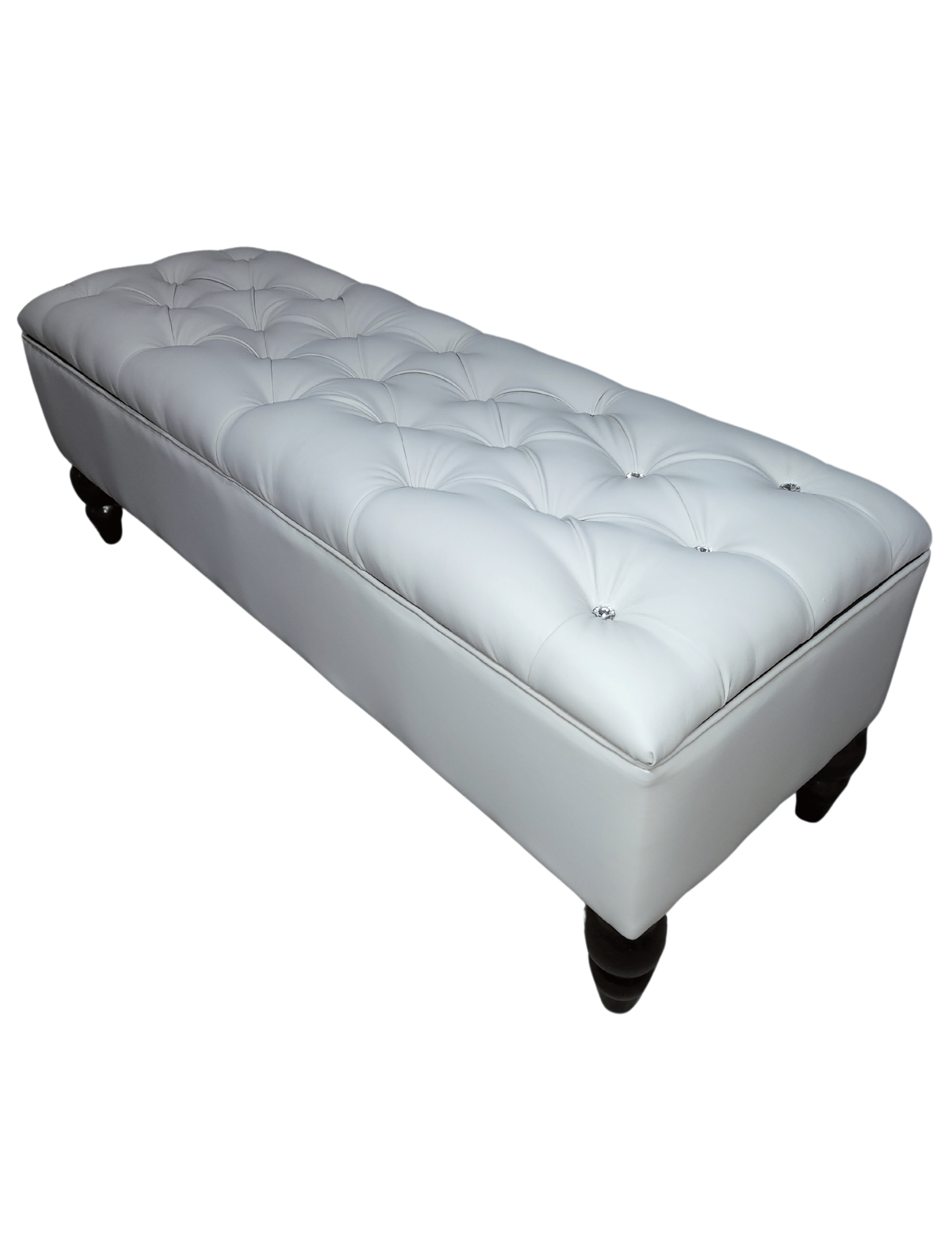 Banqueta Baul Capitoné Reina Crudo Eco Cuero Botón Diamante 120x40x42x20 Rimar-7