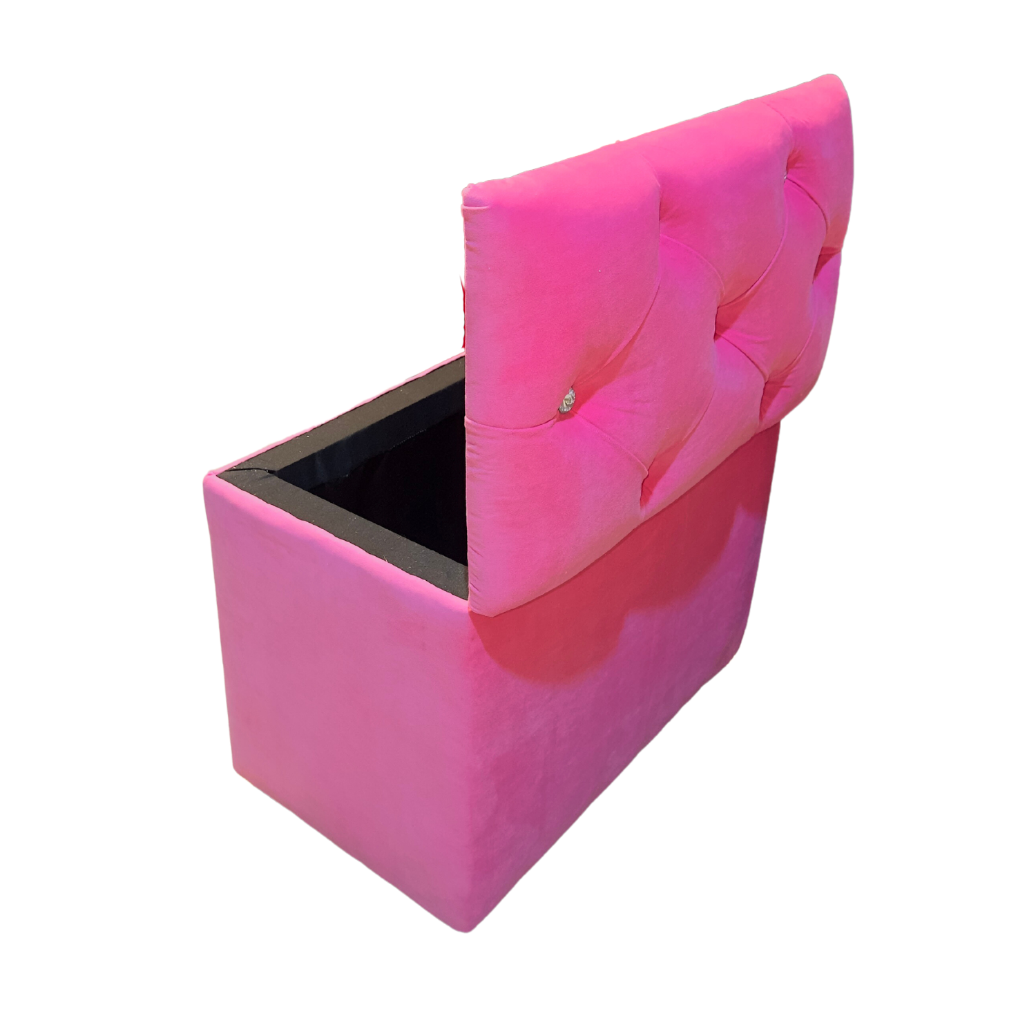 Banqueta Baul Capitoné Rosado Felpa Diamante -6