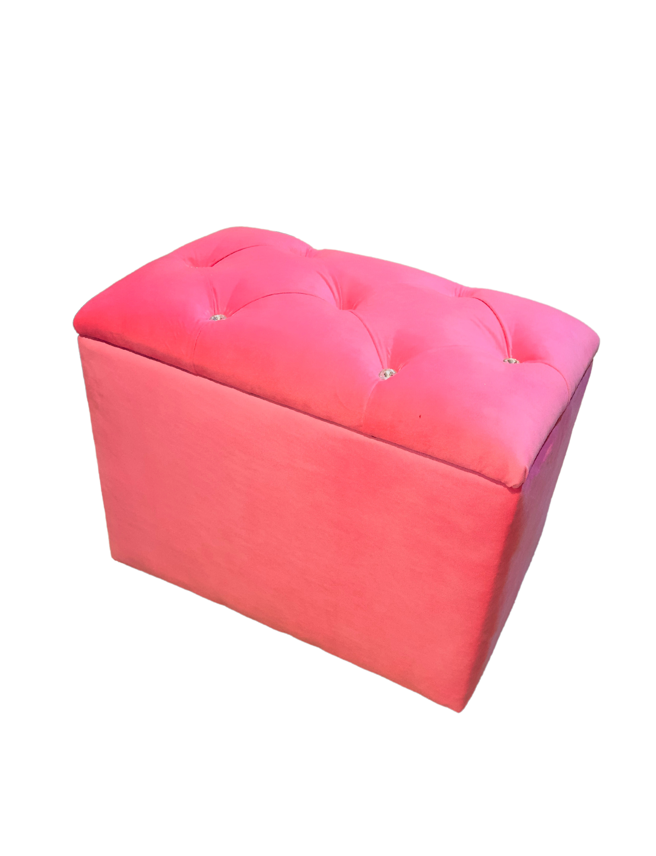 Banqueta Baul Capitoné Rosado Felpa Diamante -2