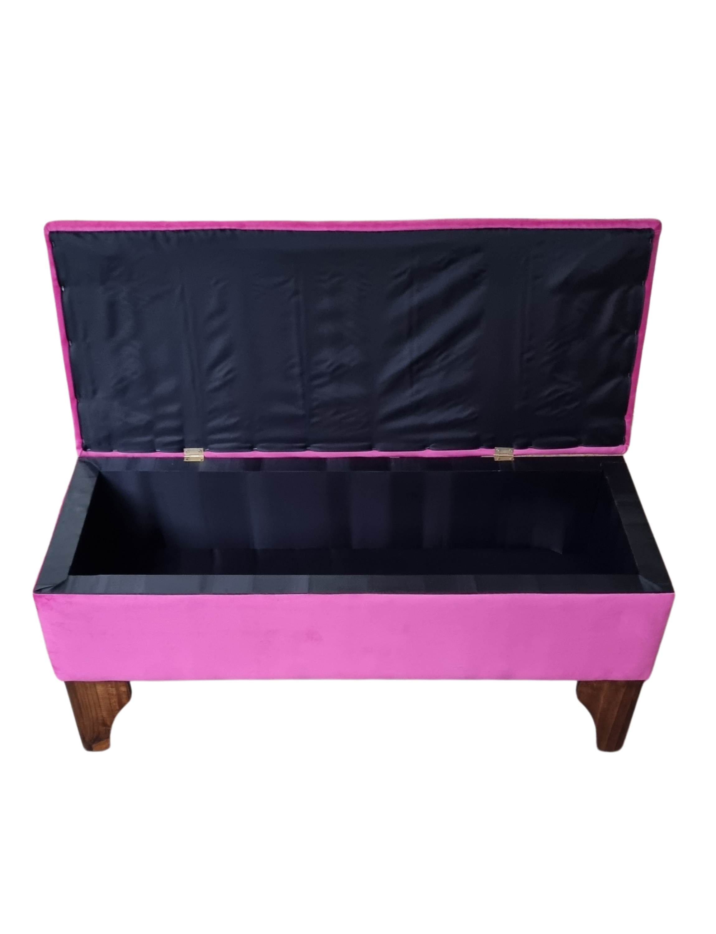 Banqueta Baul Botoné Fucsia Diamante Felpa-3