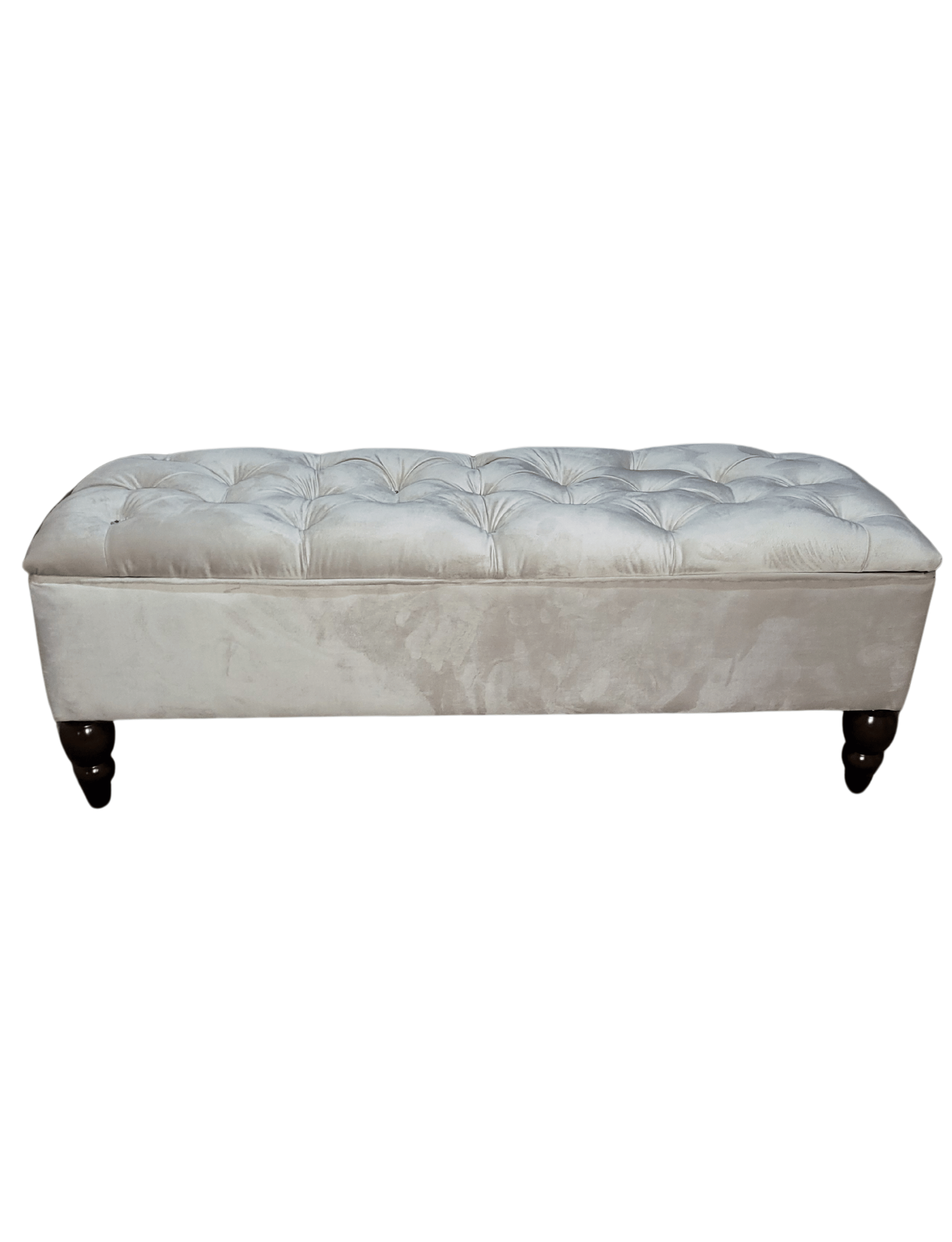 Banqueta Baul Capitoné Reina Crudo Felpa Botón Diamante 120x40x42x20 Rimar-2