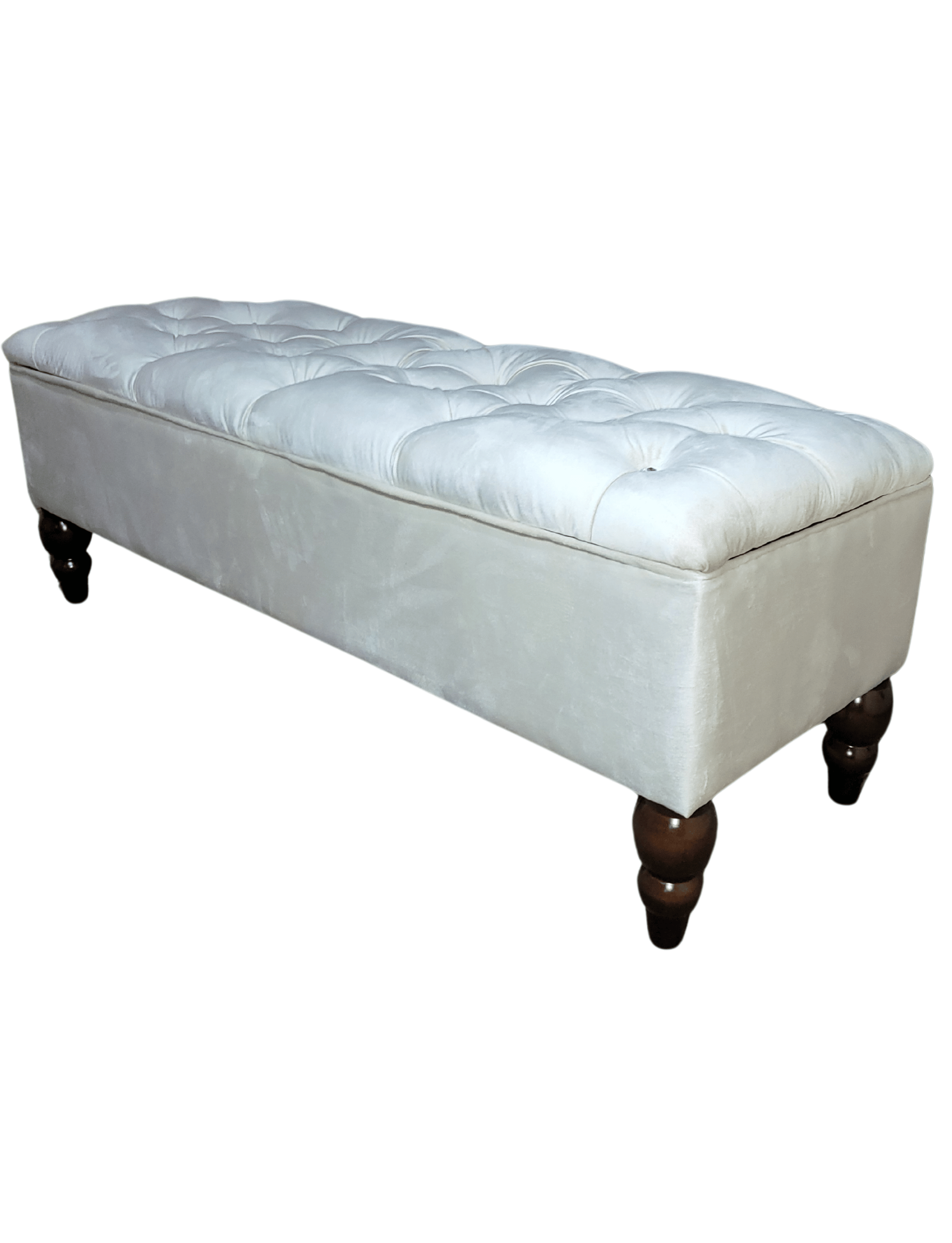 Banqueta Baul Capitoné Reina Crudo Felpa Botón Diamante 120x40x42x20 Rimar-3