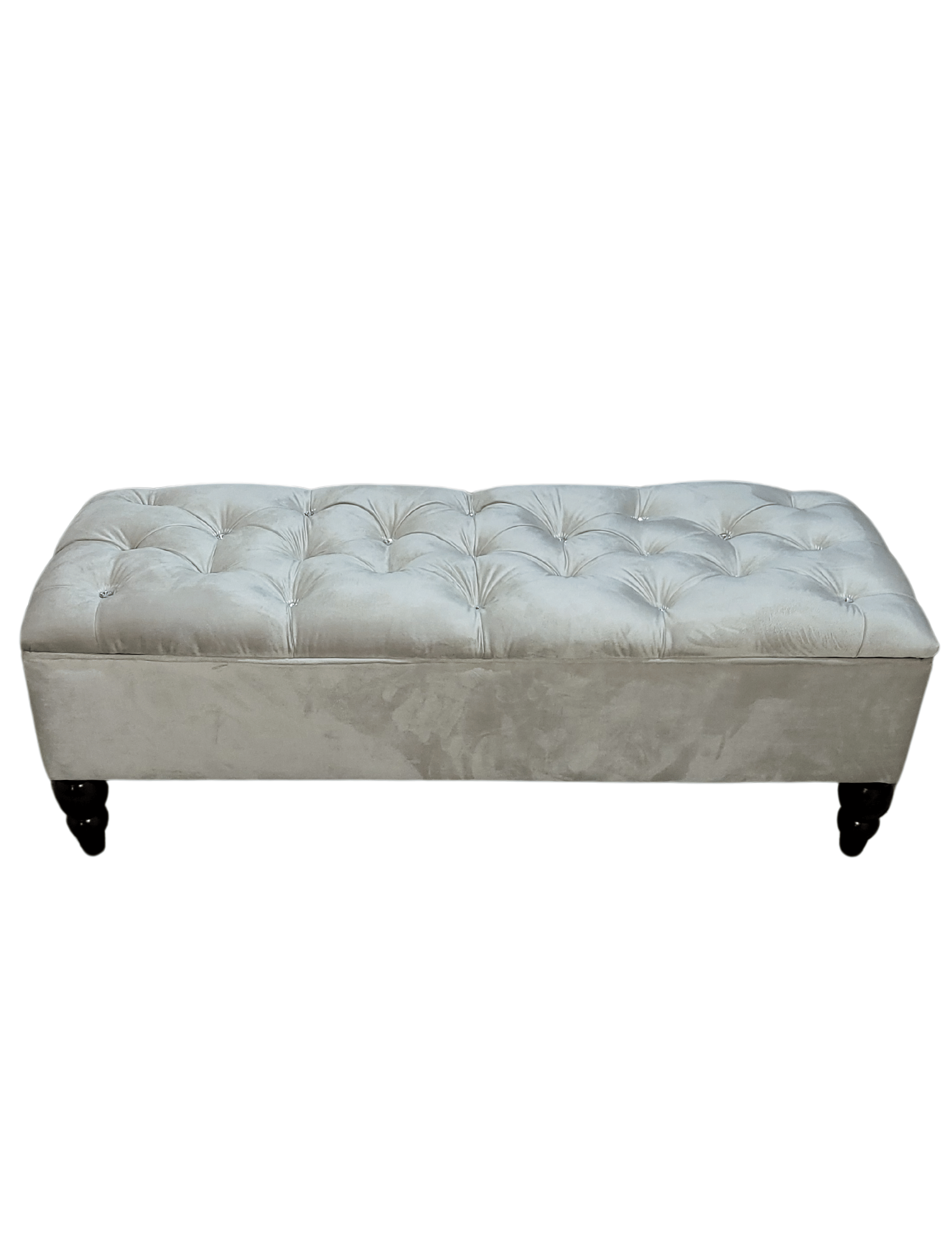 Banqueta Baul Capitoné Reina Crudo Felpa Botón Diamante 120x40x42x20 Rimar-4