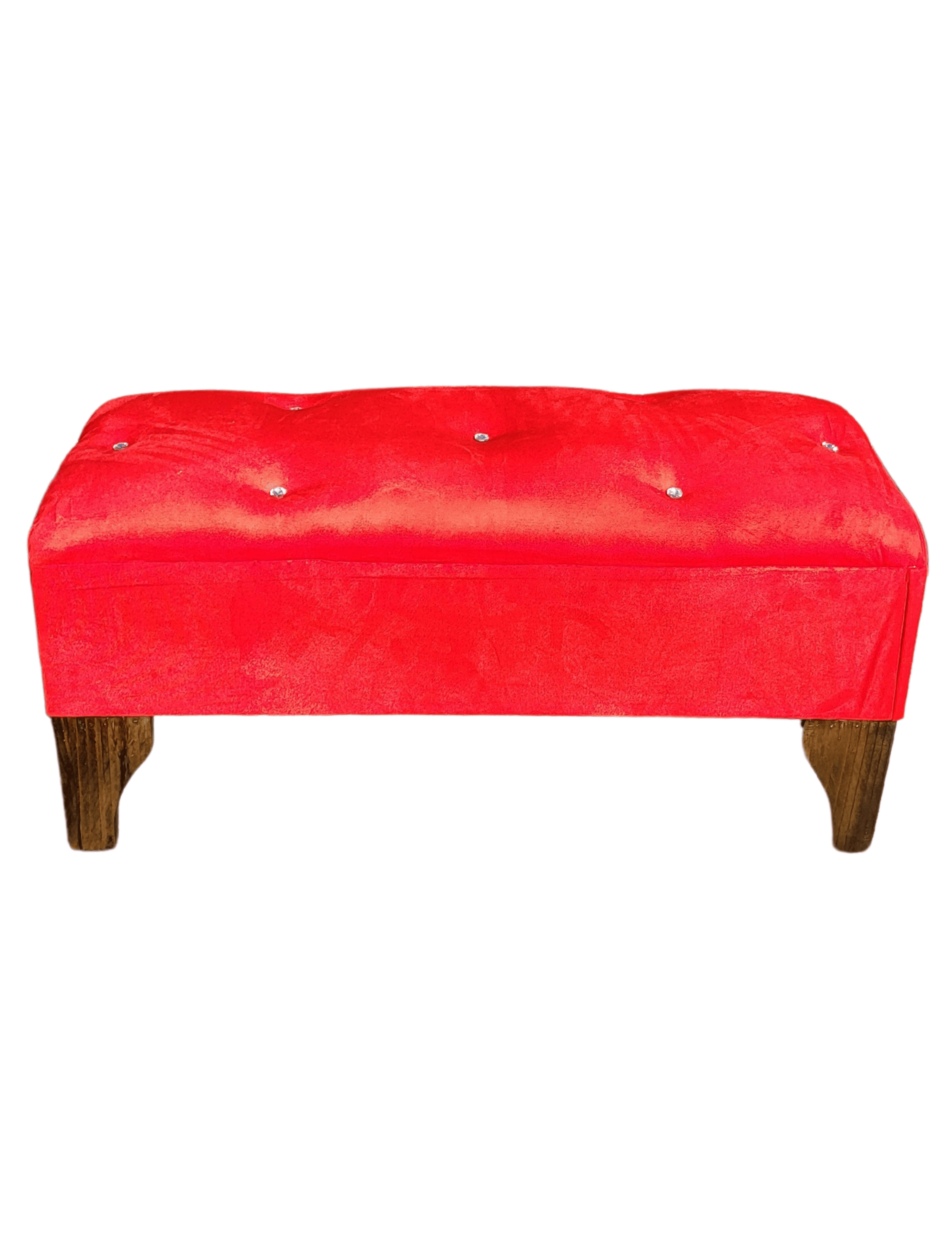 Banqueta Botón Diamante Rojo Felpa 100x40x40 Rimar-2