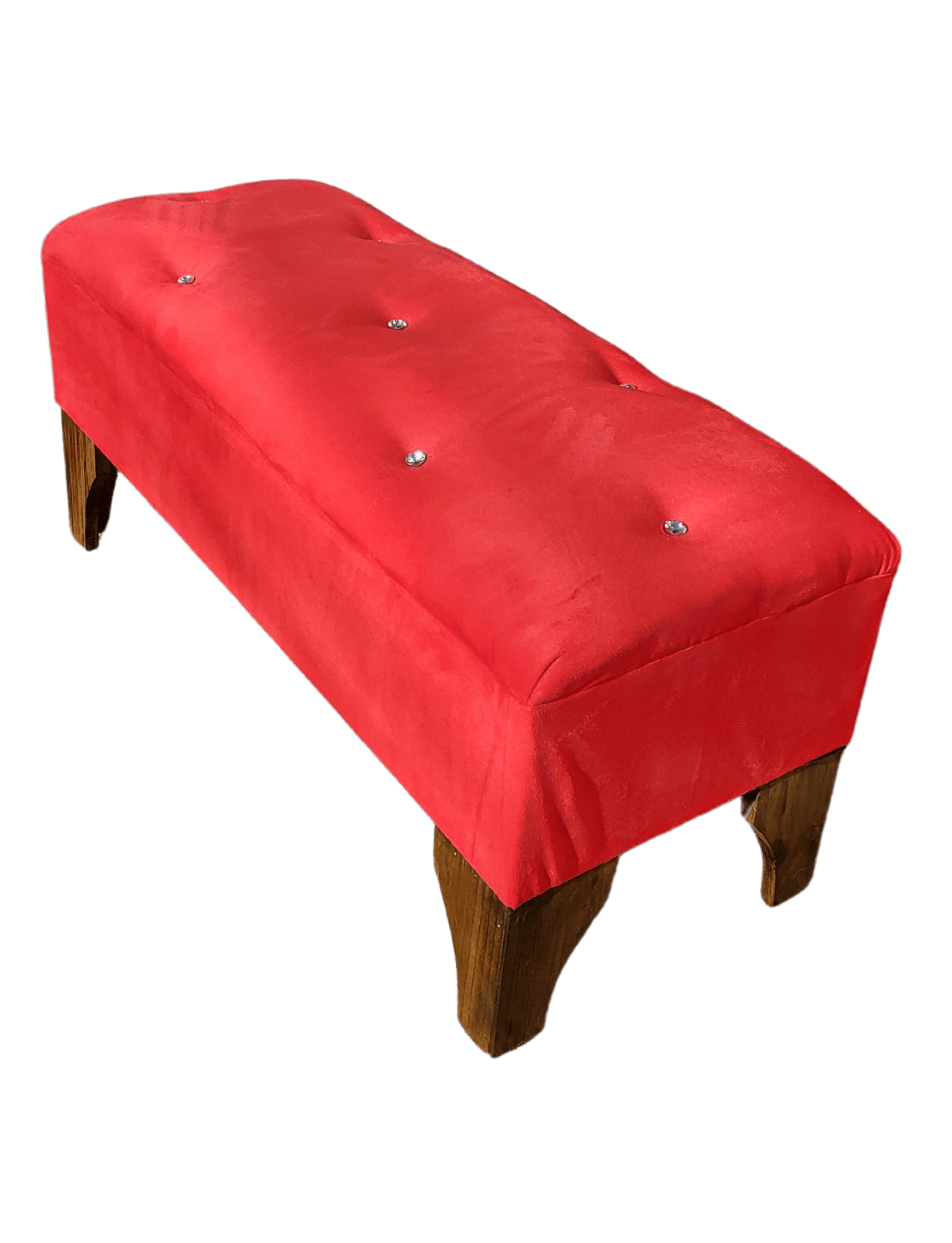 Banqueta Botón Diamante Rojo Felpa 100x40x40 Rimar-4