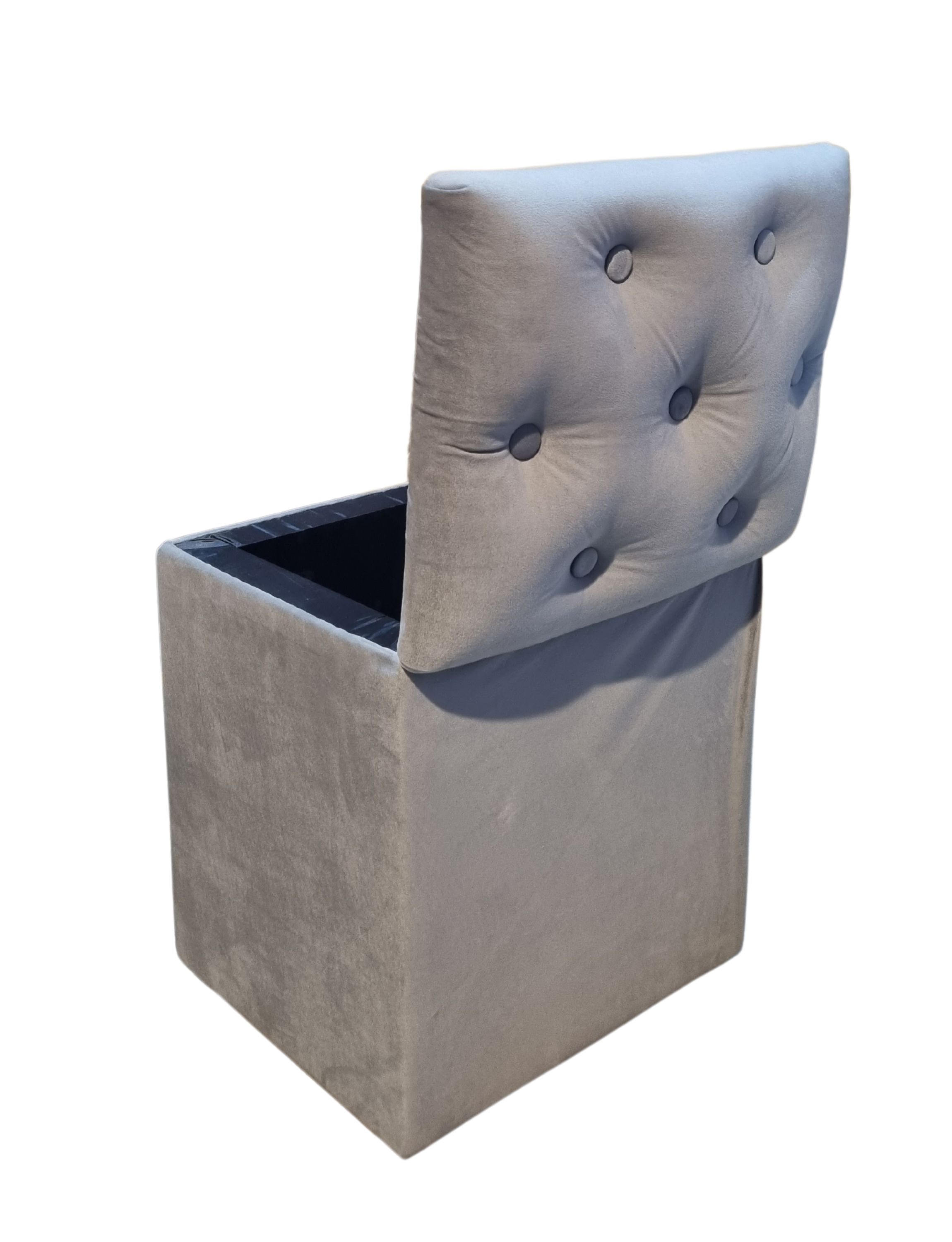 Pouf Baul Gris Felpa Botone 40x33x50 Rimar-3